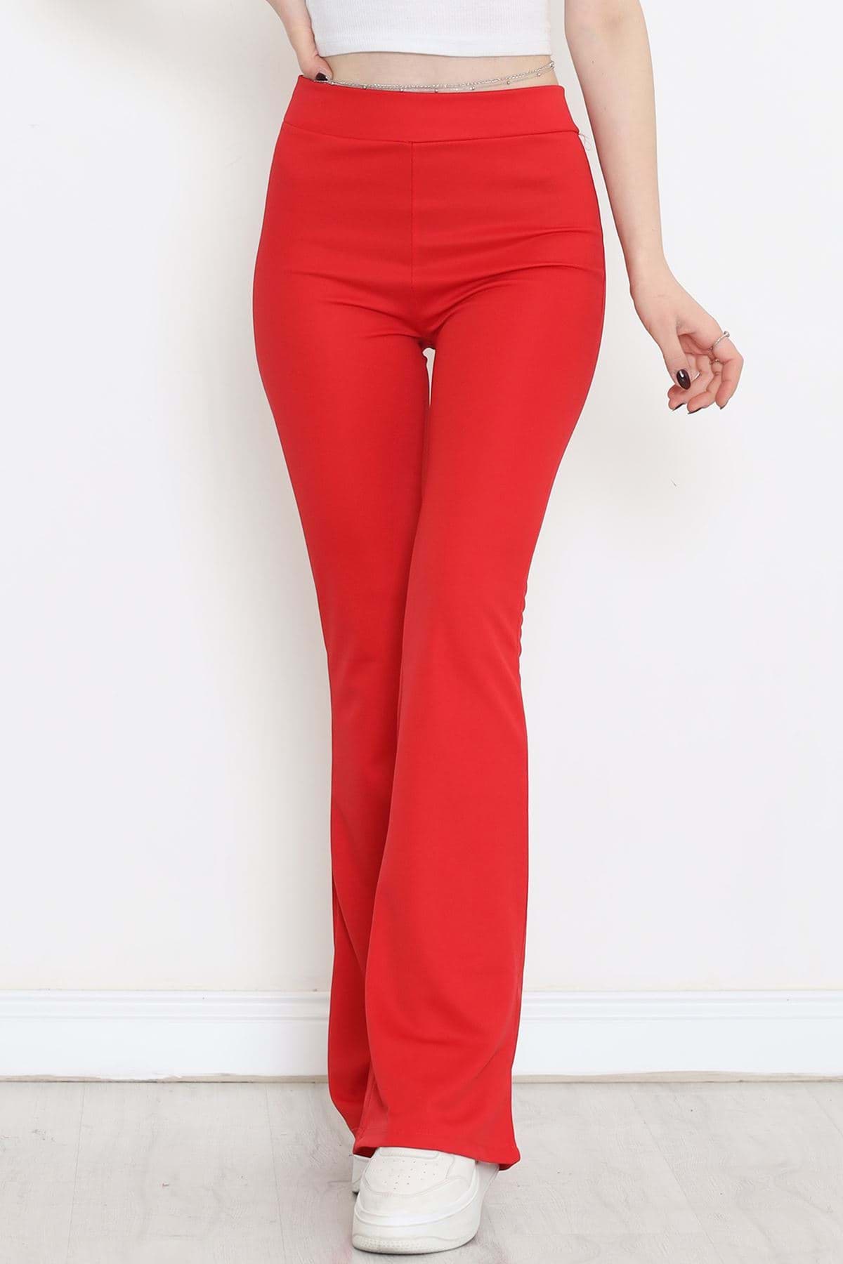 İspanyol Paça Pantolon Kırmızı - 16703.1355. resmi