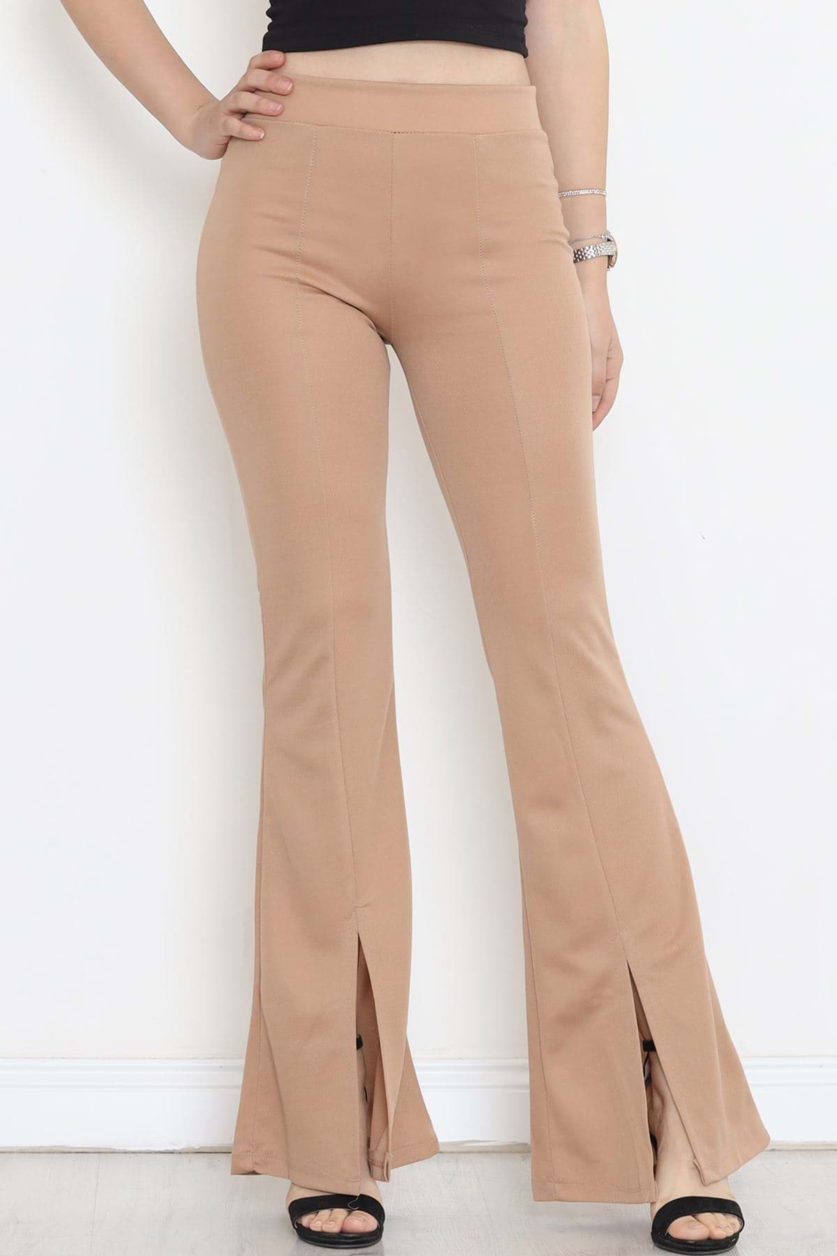 Yırtmaçlı İspanyol Paça Tayt Sütlükahve - 16702.1355. resmi