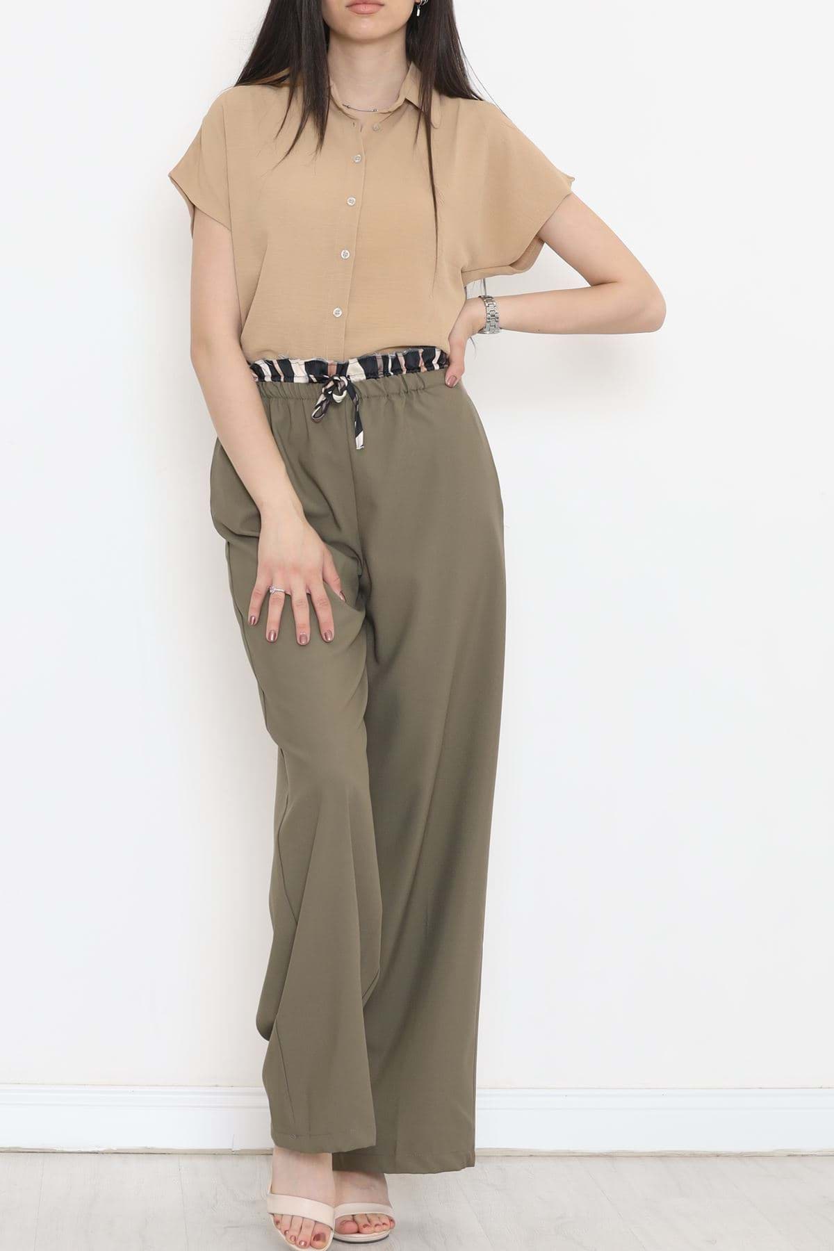 Beli Lastikli Palazzo Pantolon Haki1 - 20866.683. resmi