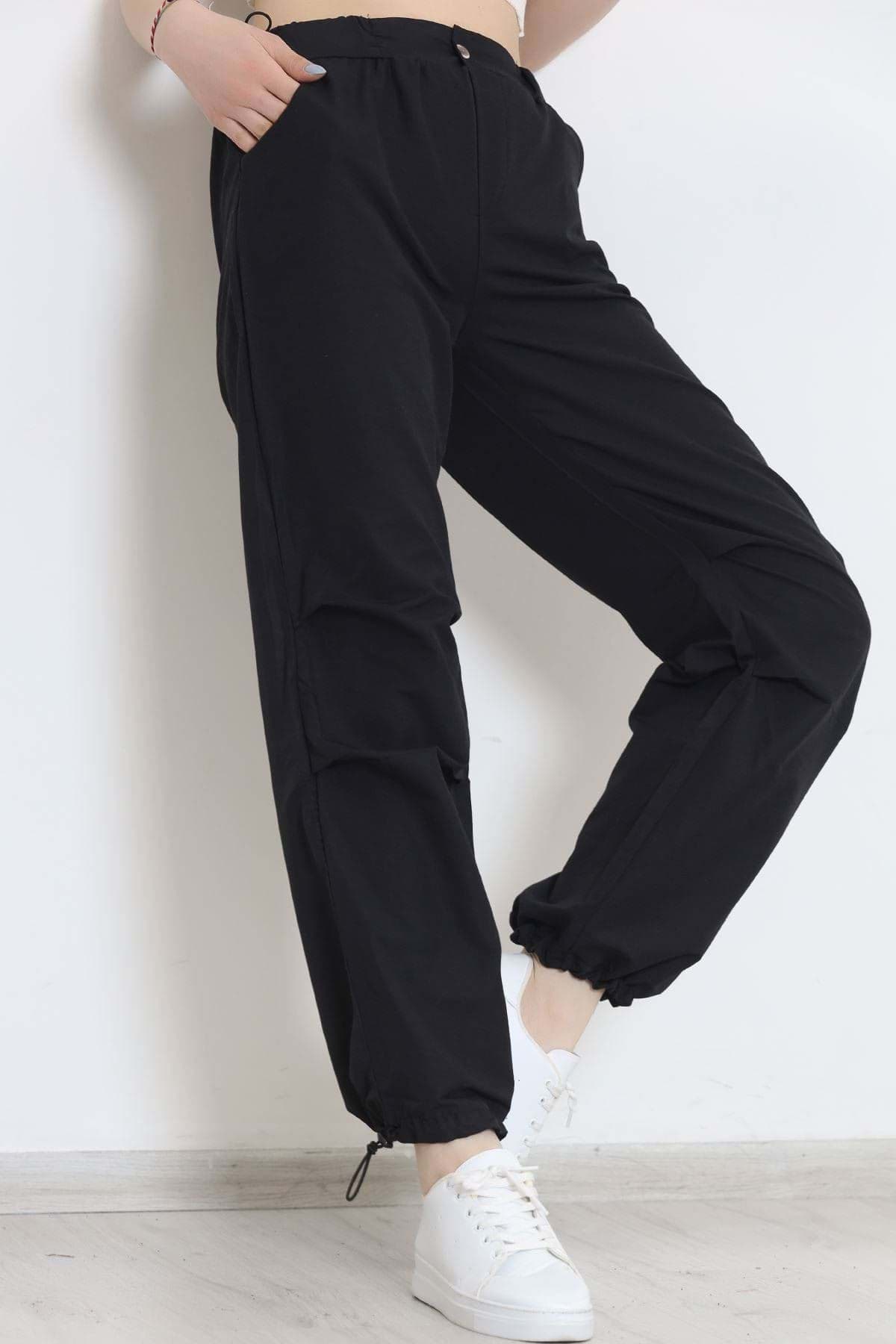 Paraşüt Kumaş Pantolon Siyah - 609.1247. resmi
