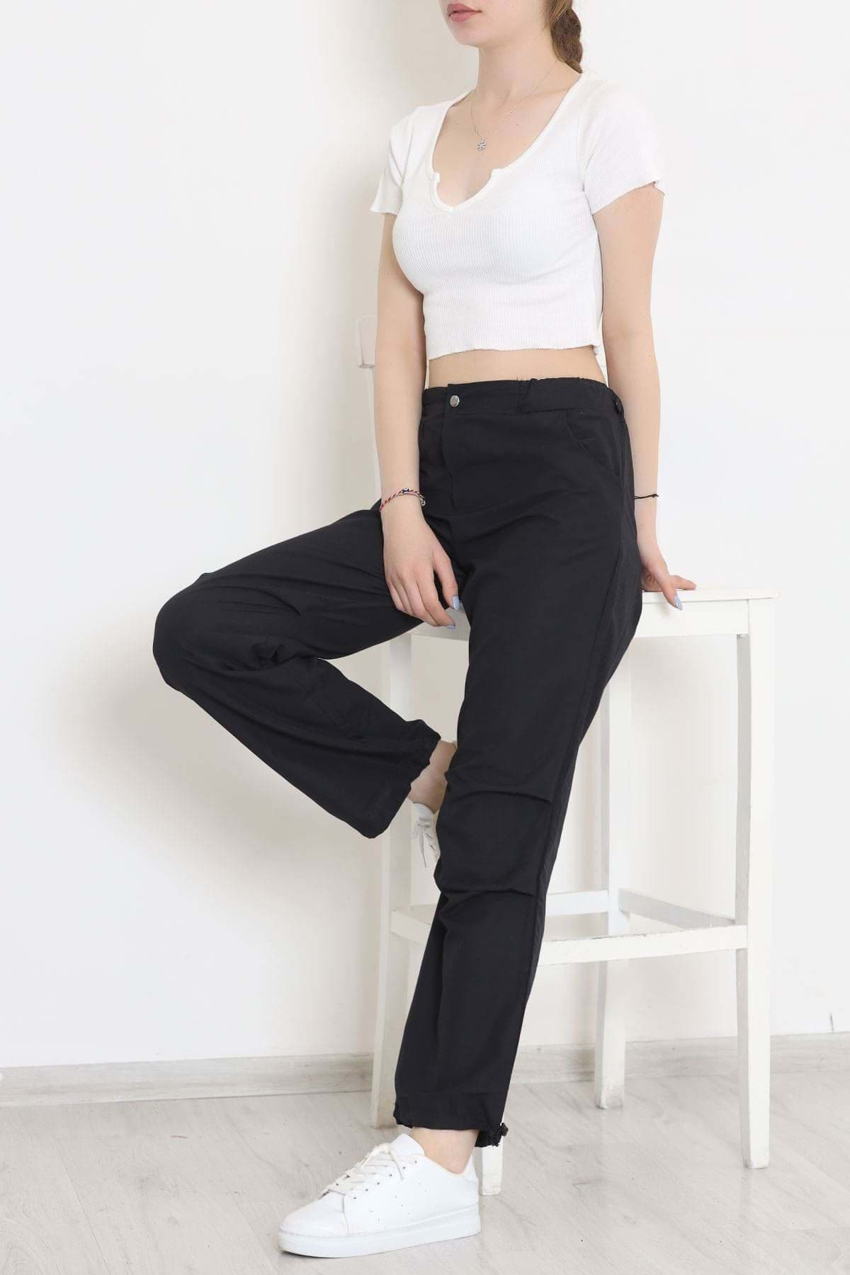 Paraşüt Kumaş Pantolon Siyah - 609.1247. resmi