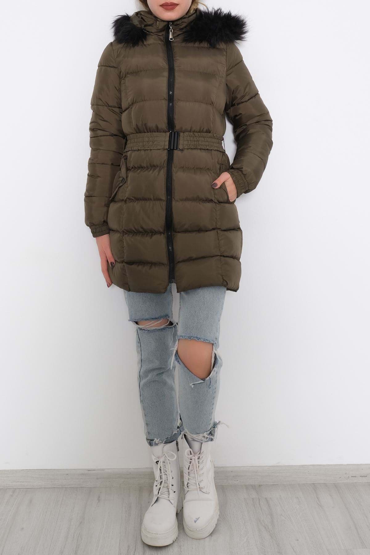 Kemerli Şişme Mont Haki - 6117.1555. resmi