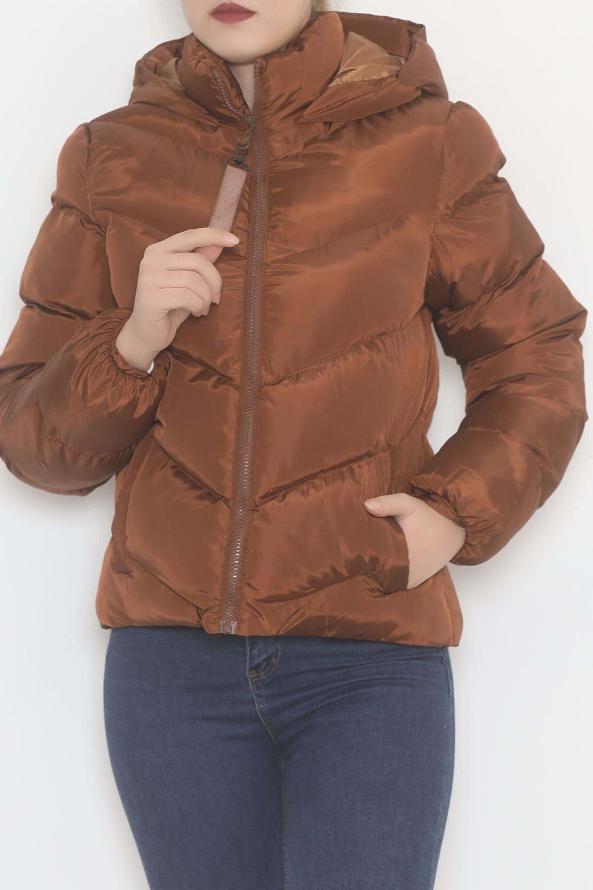 Kapşonlu Mont Kahve - 22104.1555. resmi