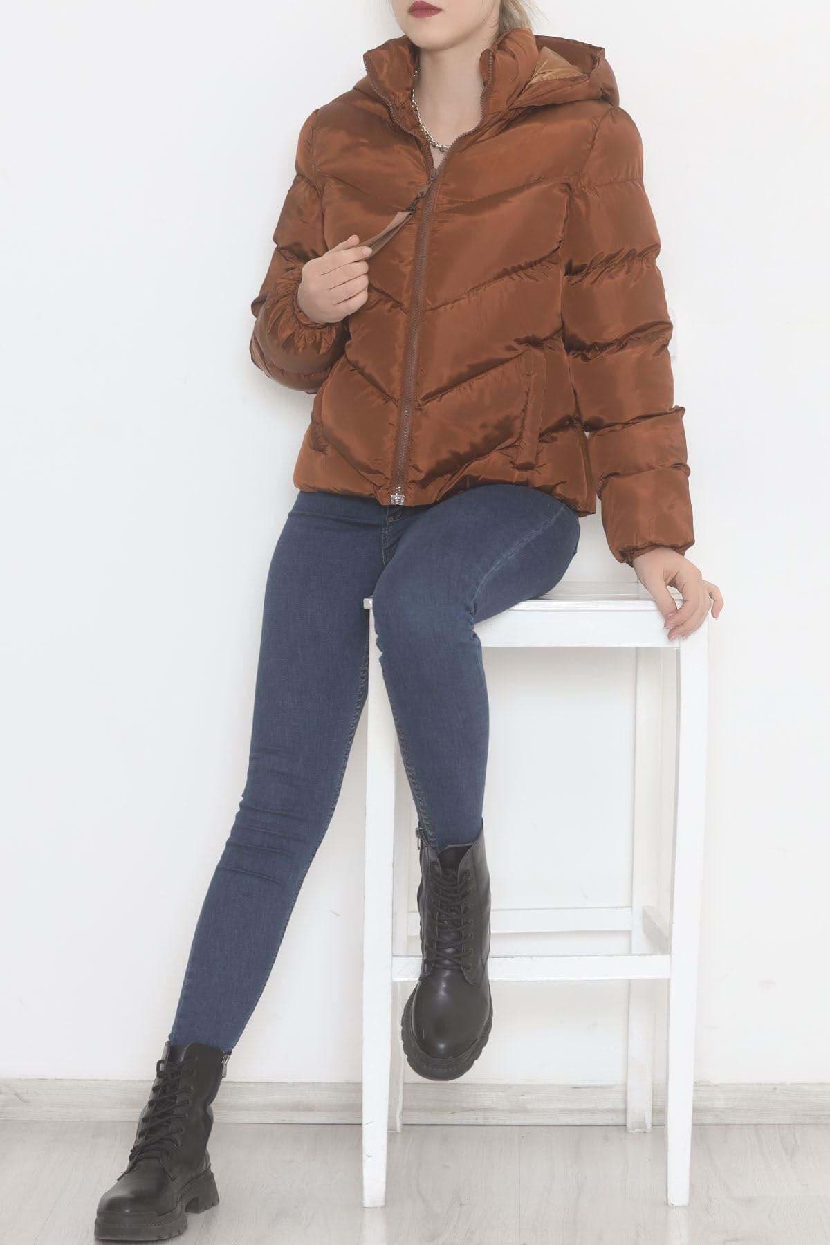 Kapşonlu Mont Kahve - 22104.1555. resmi