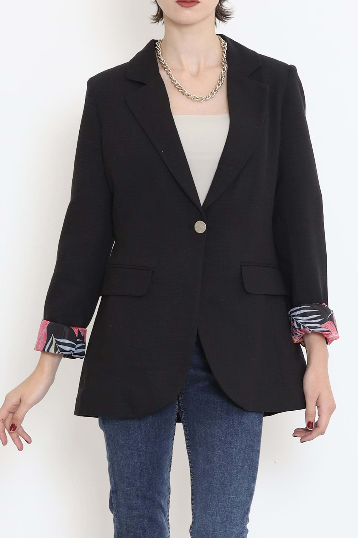 Keten Blazer Ceket Siyah - 2115.1322. resmi