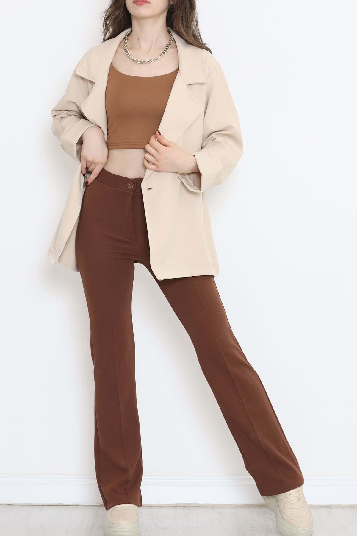 Oversize Düğmeli Ceket Bej - 951.1247. resmi