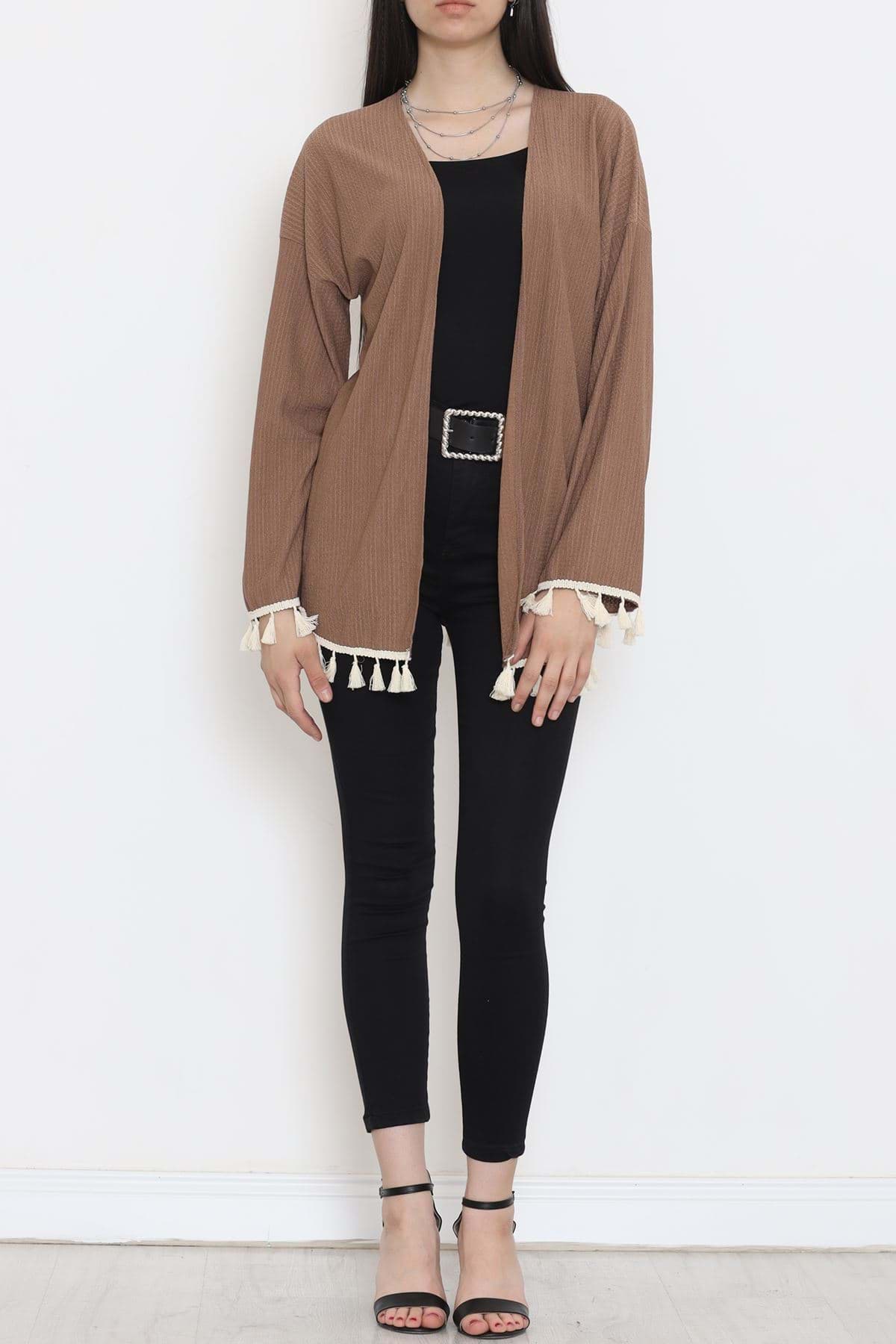 Ponponlu Kimono Kahve - 12577.631. resmi