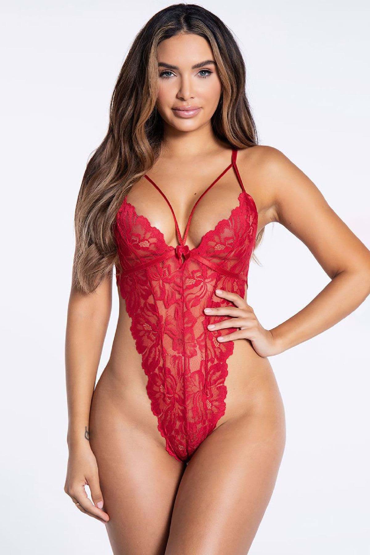 İp Detaylı Şık Bodysuit Kırmızı - 3048.1364. resmi