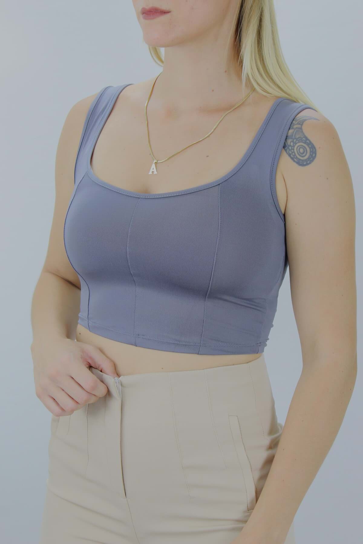 Micro Parçalı Crop Antrasit - Lks2022.25 resmi