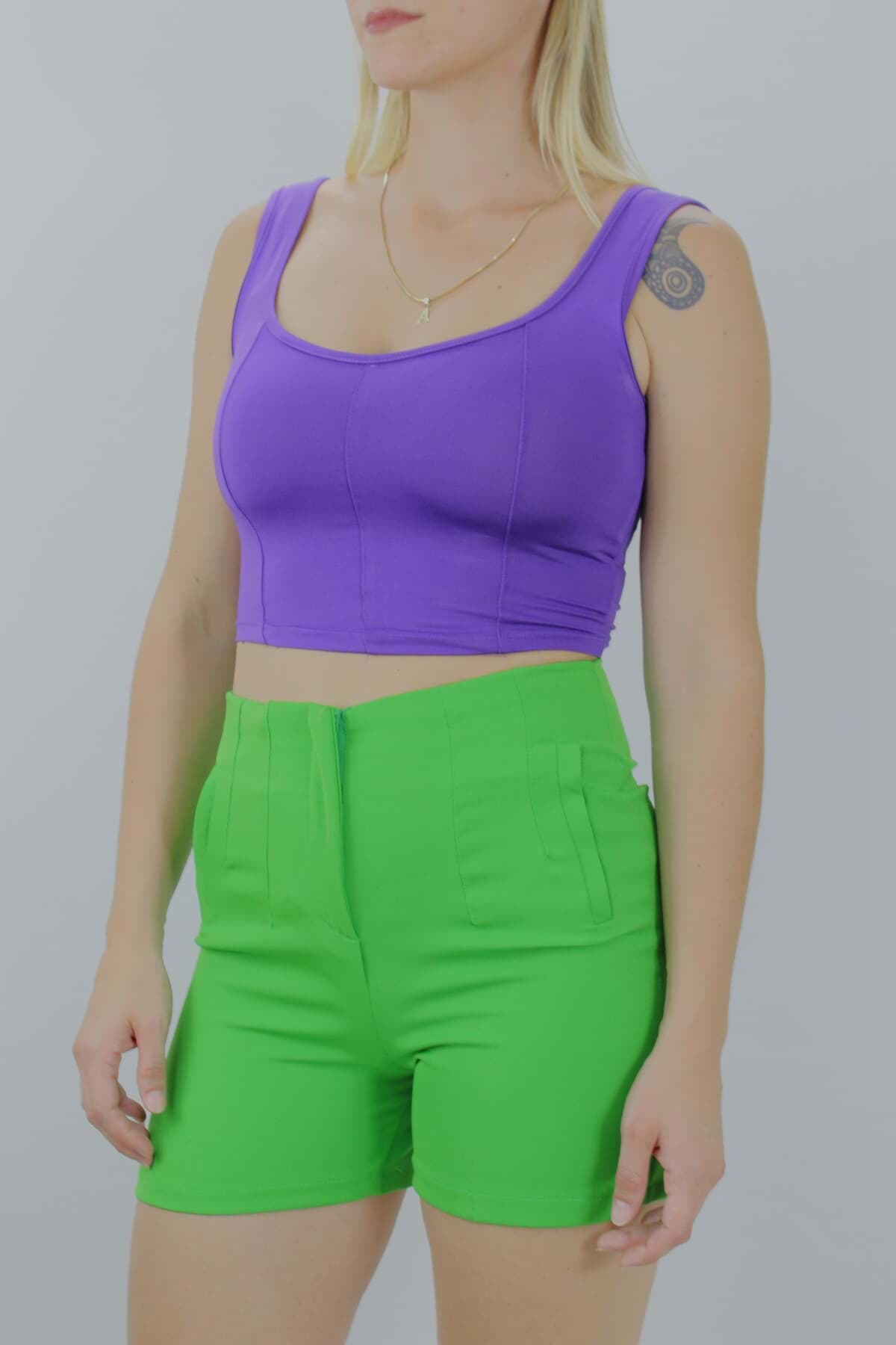 Micro Parçalı Crop Mor - Lks2022.25 resmi