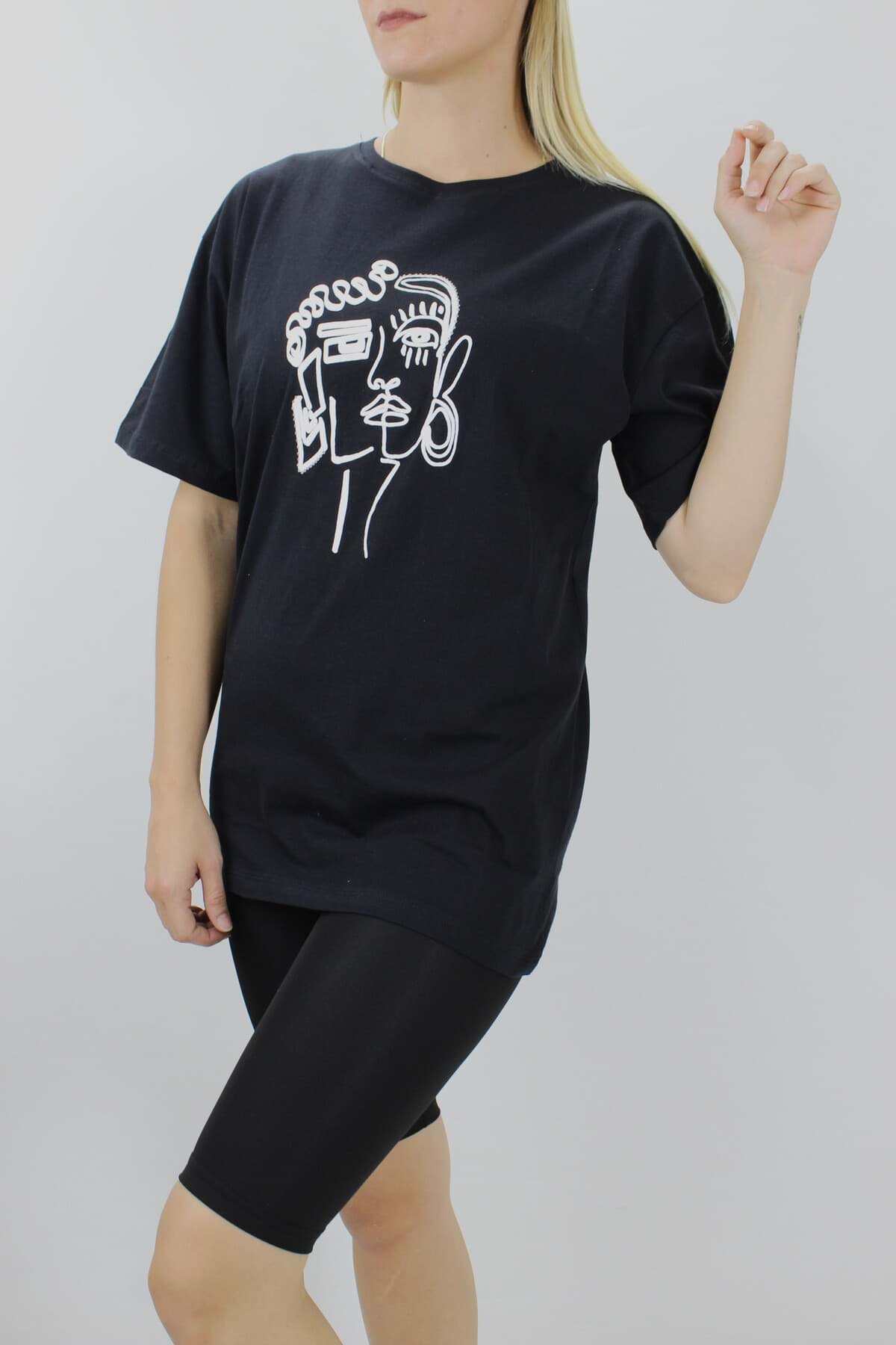 Yüz Baskılı Tişört Siyah - 144.075 resmi