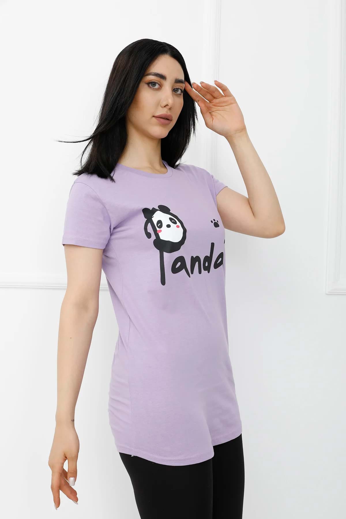 Panda Baskılı Tshirt AçıkMor - 310.653 resmi