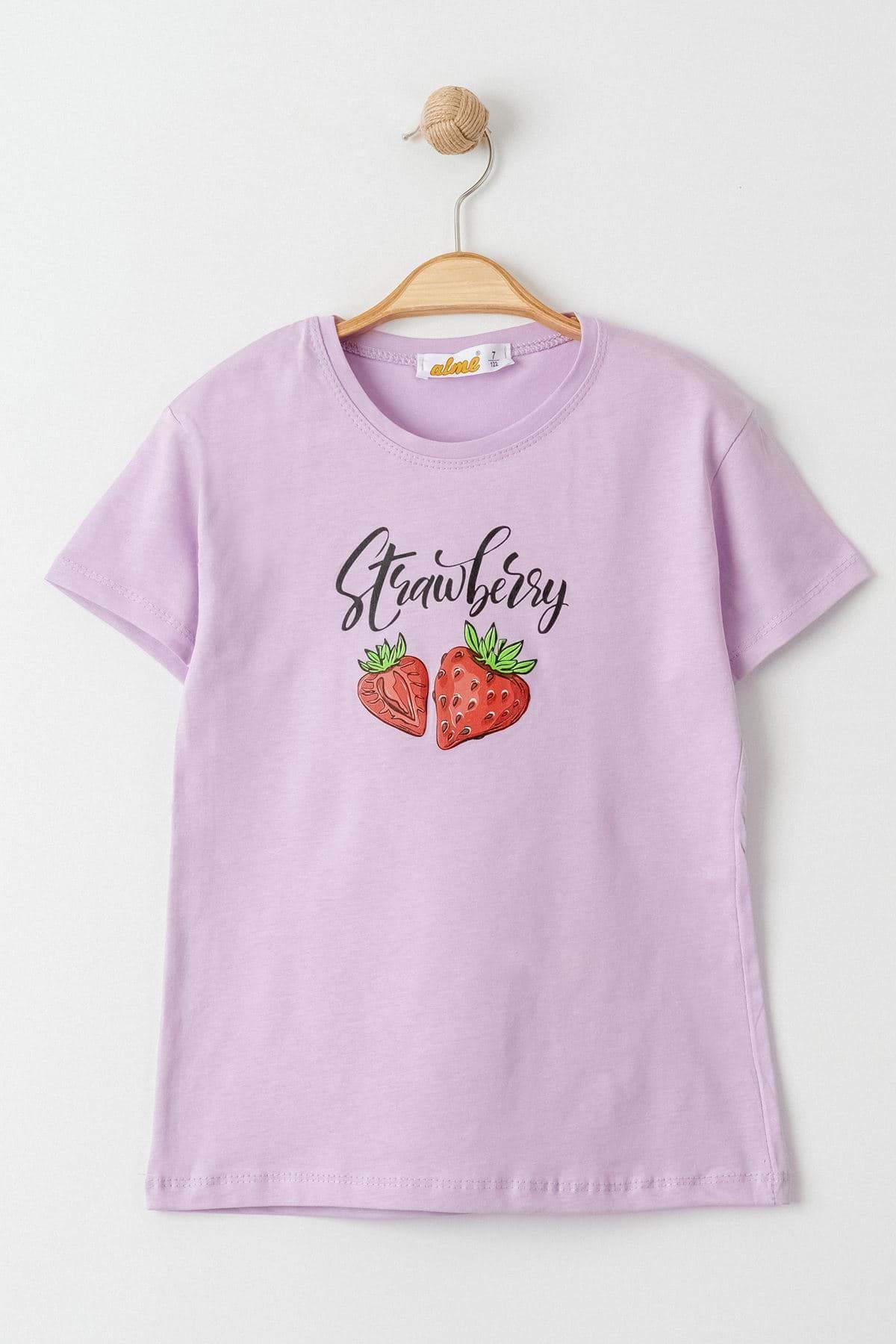 3-7 Yaş Baskılı Çocuk Tişört Lila - 624063.1576. resmi