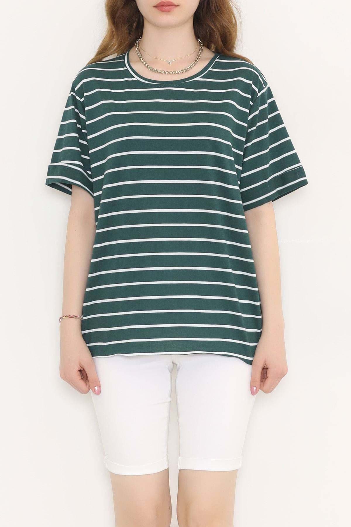 Çizgili Tişört Zümrüt - 9173.1567. resmi