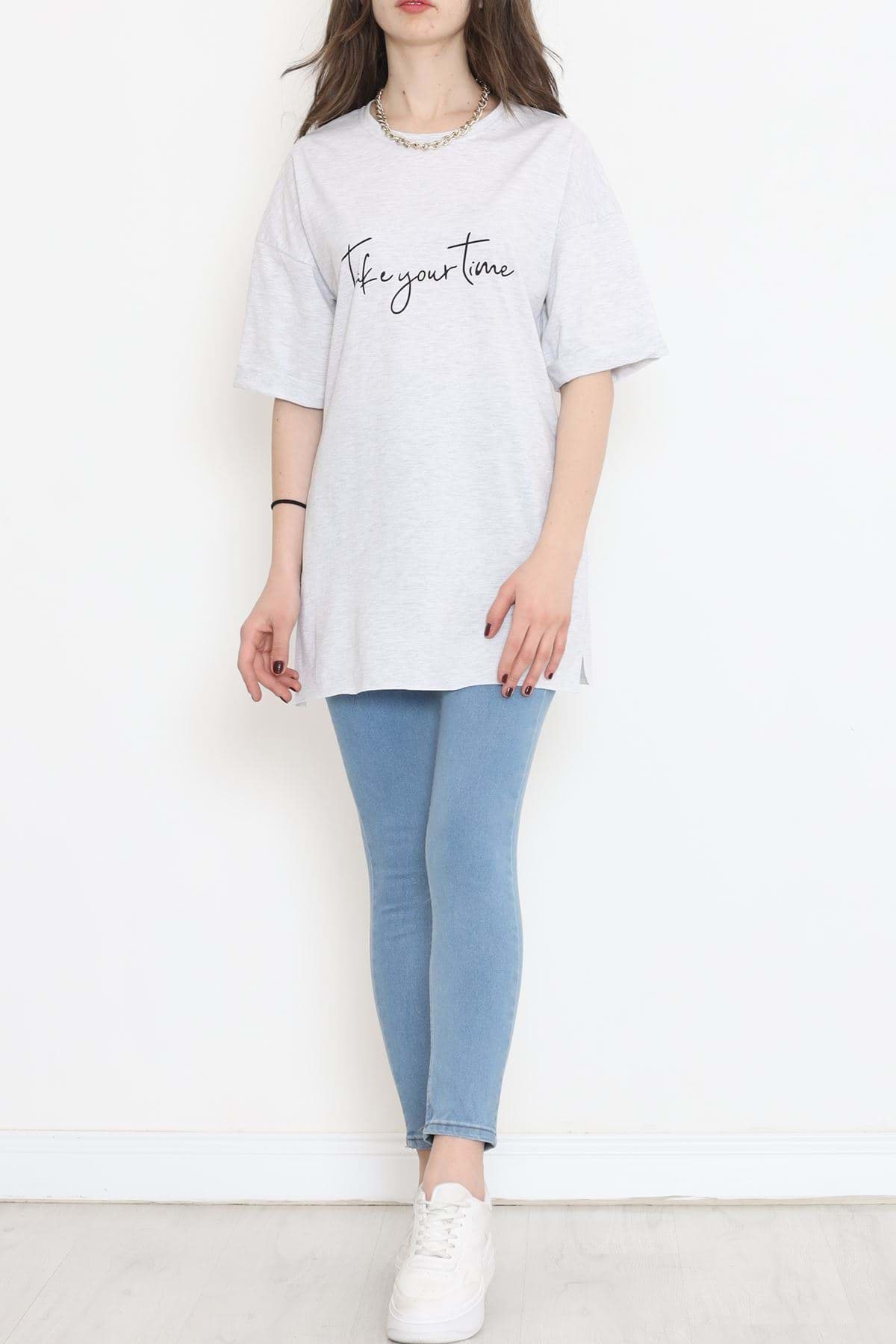 Baskılı Duble Kol Tişört Dumangri - 16561.1567. resmi