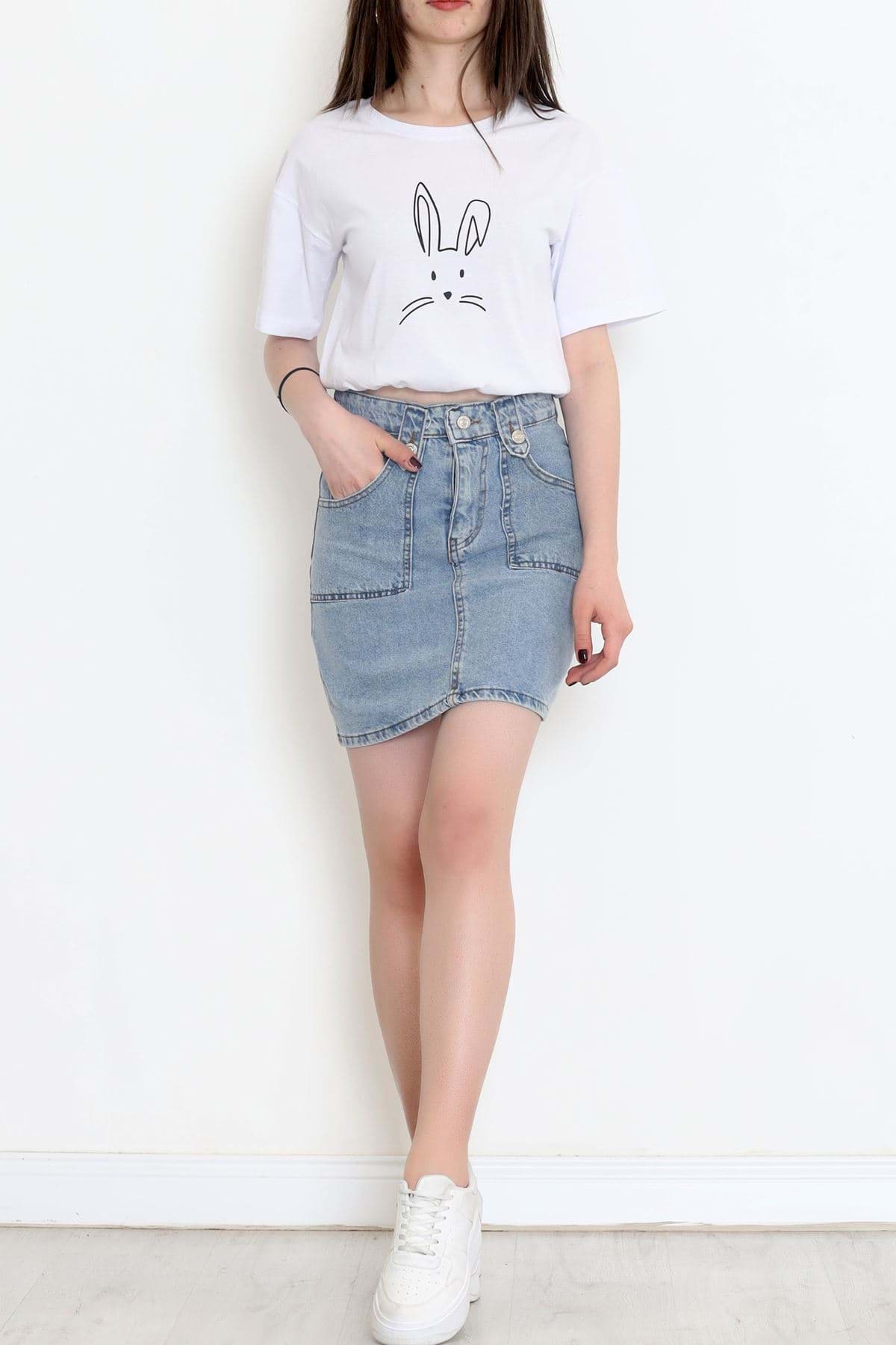 Beli Lastikli Tişört Beyaz - 16546.1567. resmi