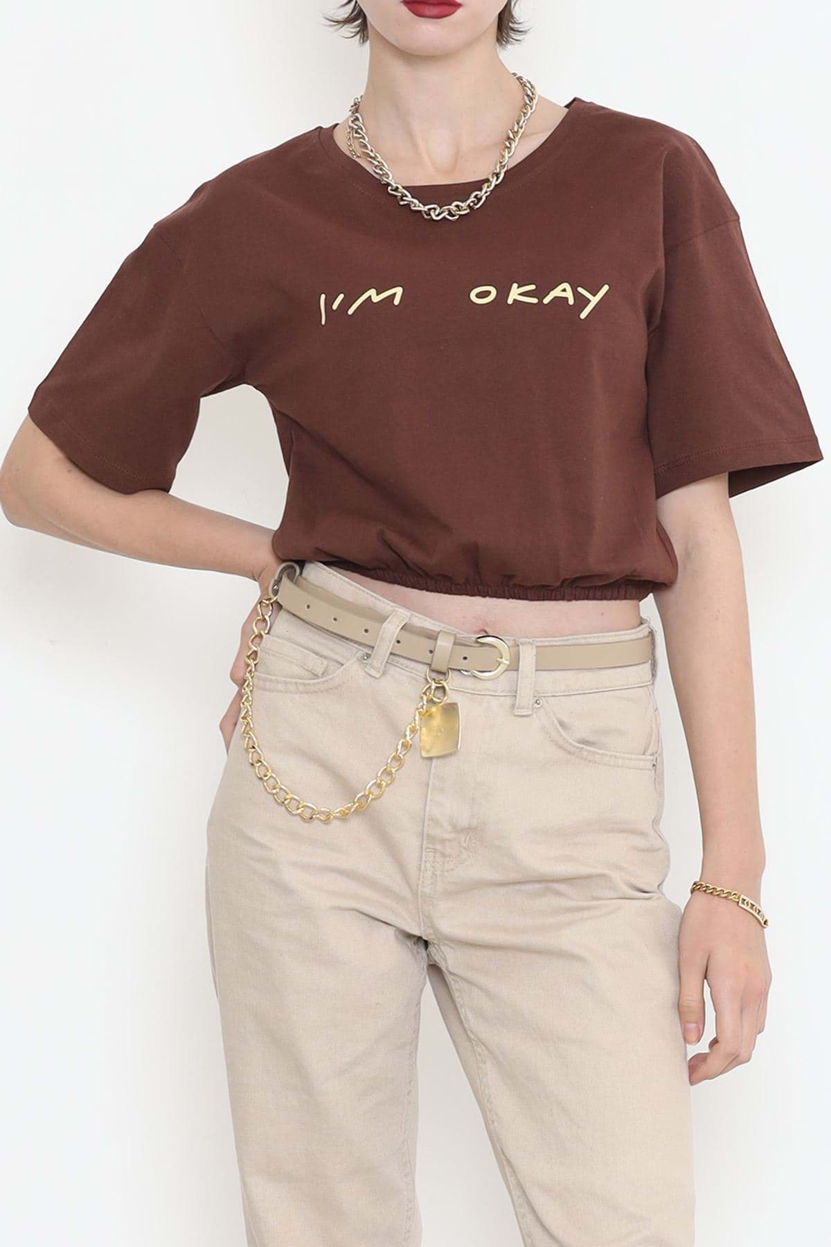 Beli Lastikli Crop Tişört Acıkahve - 16550.1567. resmi