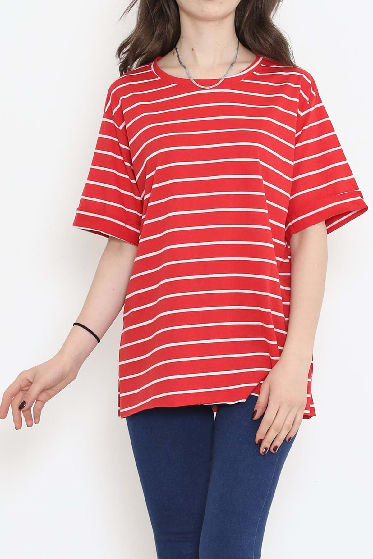 Çizgili Tişört Kırmızıbeyaz - 9173.1567. resmi