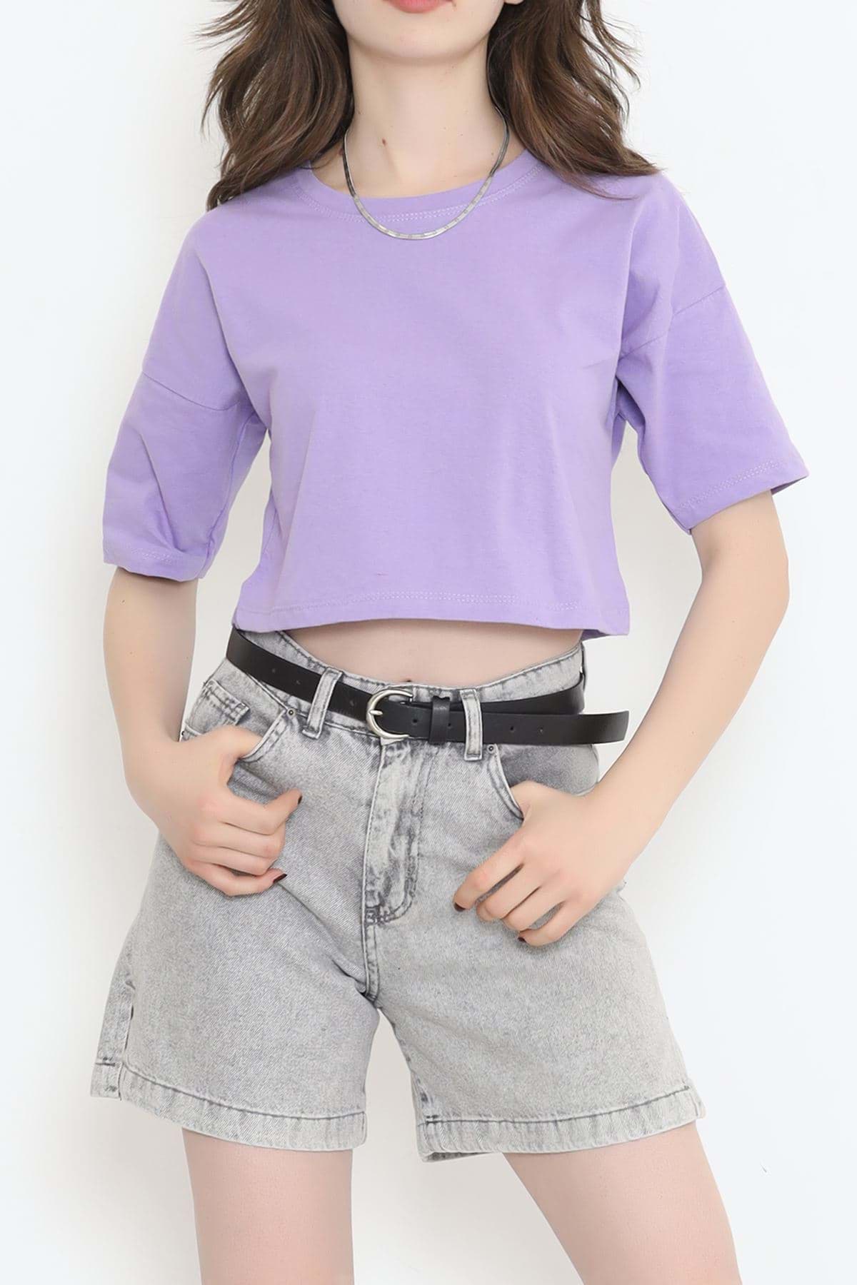 Süprem Crop Tişört Lila - 1111.1567. resmi