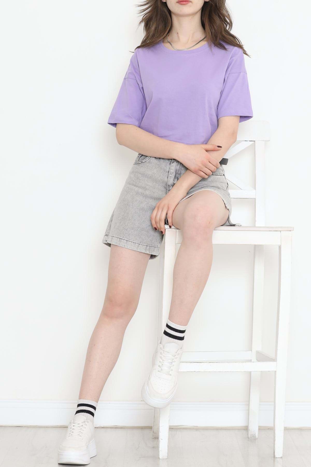 Süprem Crop Tişört Lila - 1111.1567. resmi