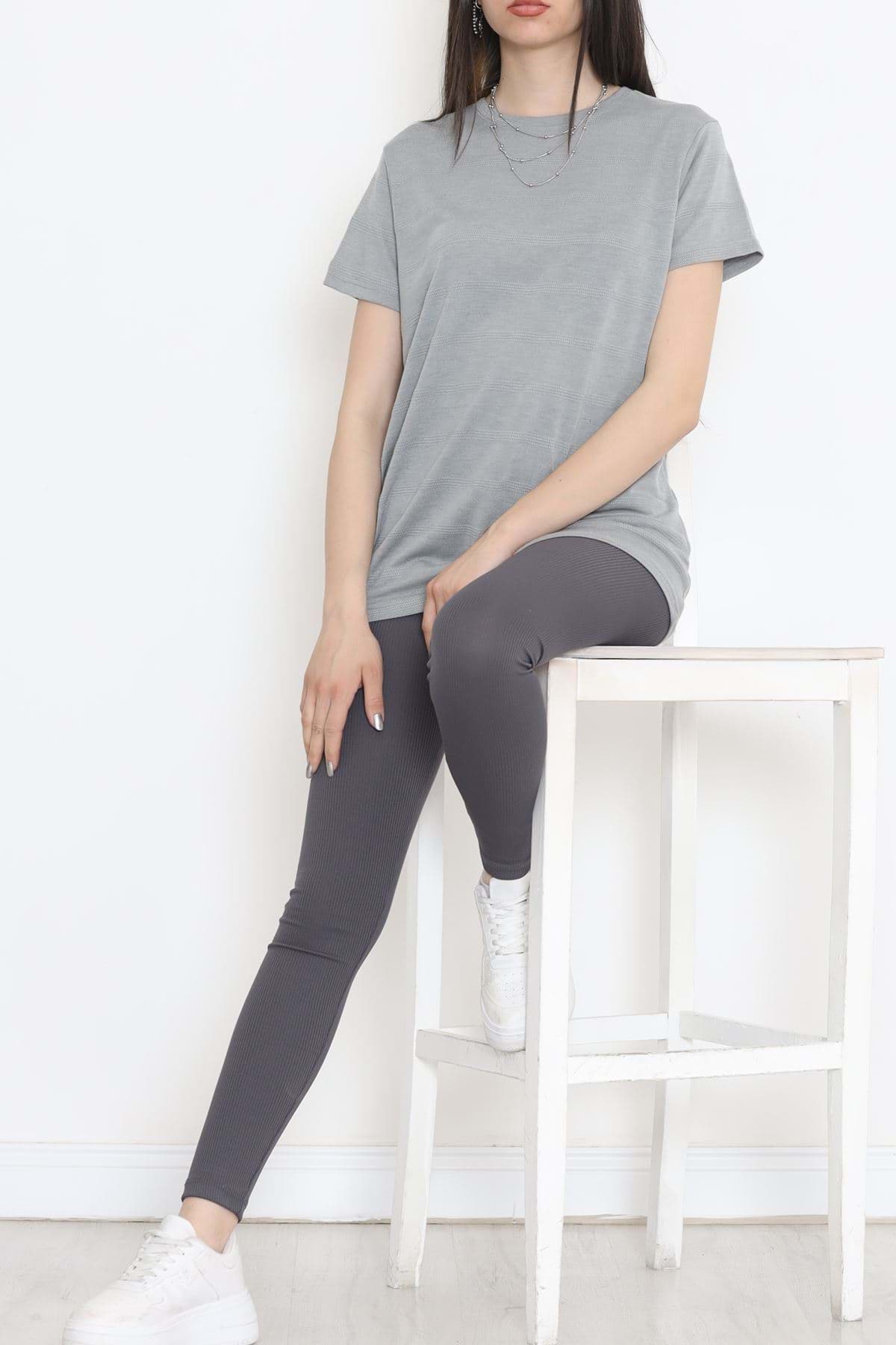 Jakarlı Tişört Koyugri - 18284.275. resmi