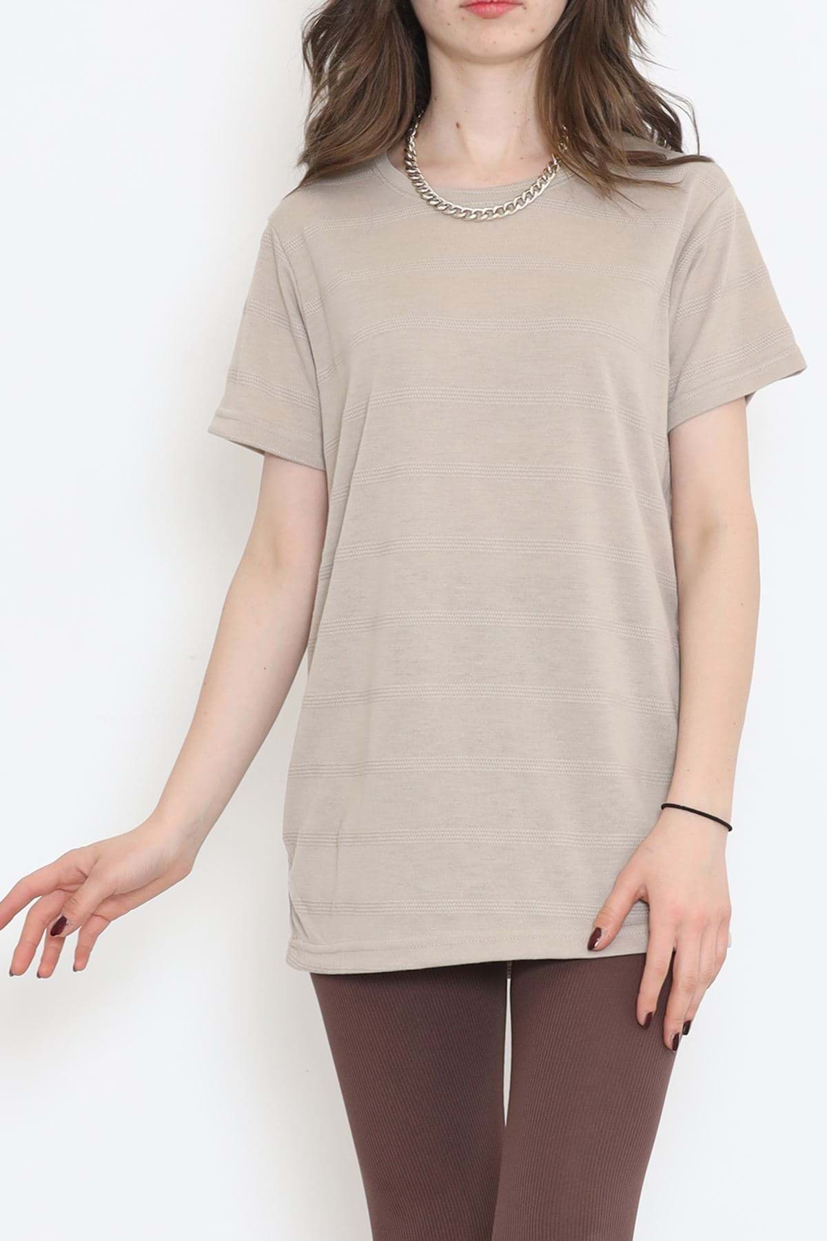 Jakarlı Tişört Vizon - 18284.275. resmi