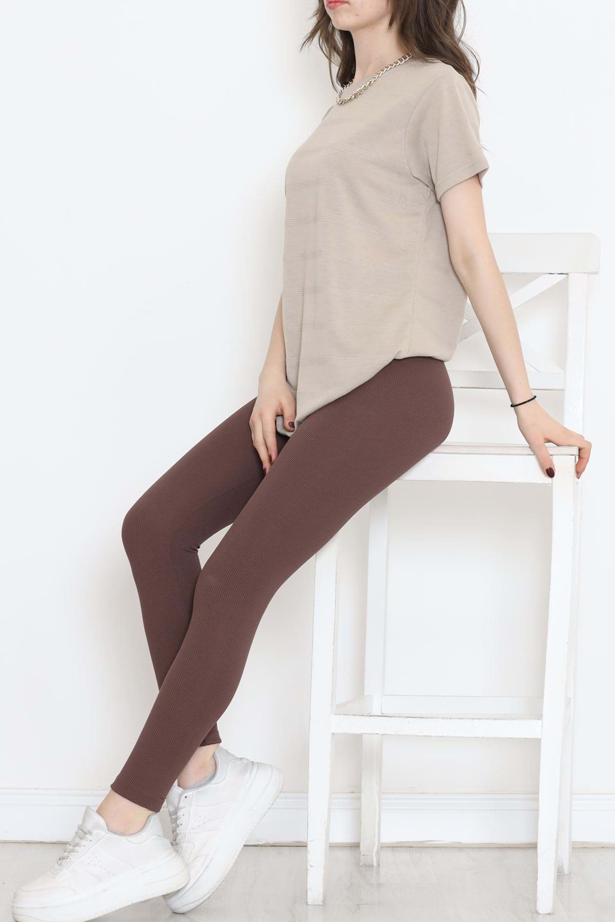 Jakarlı Tişört Vizon - 18284.275. resmi