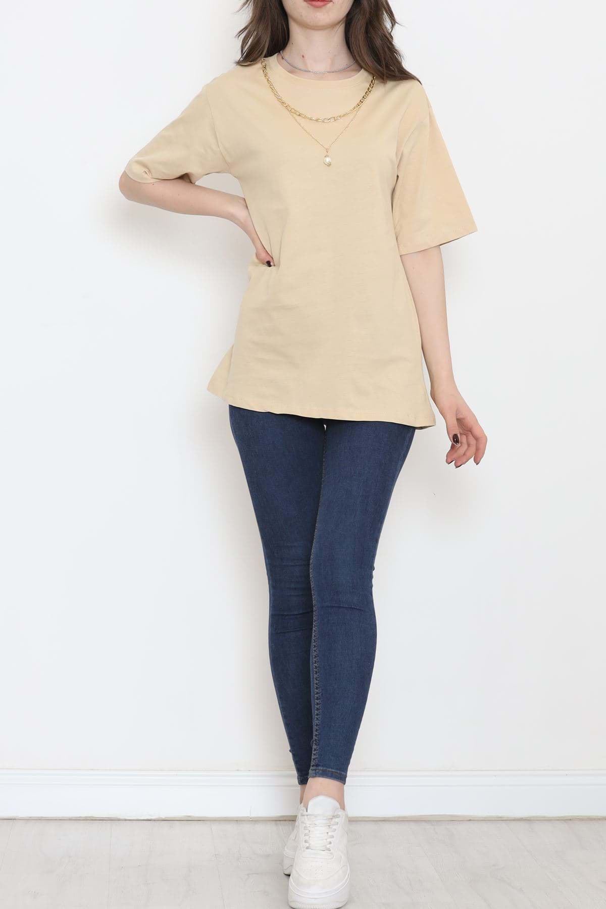 Kolye Detaylı Tişört Sütlükahve - 2520.555. resmi