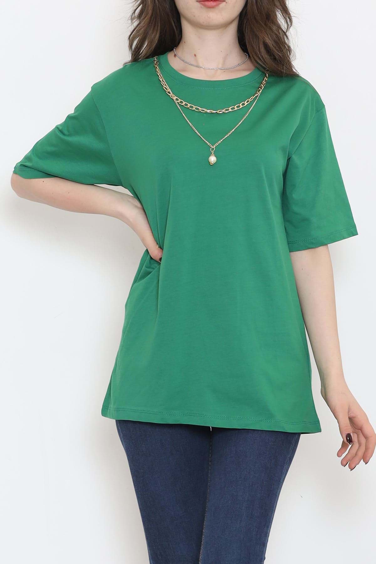 Kolye Detaylı Tişört Yeşil - 2520.555. resmi
