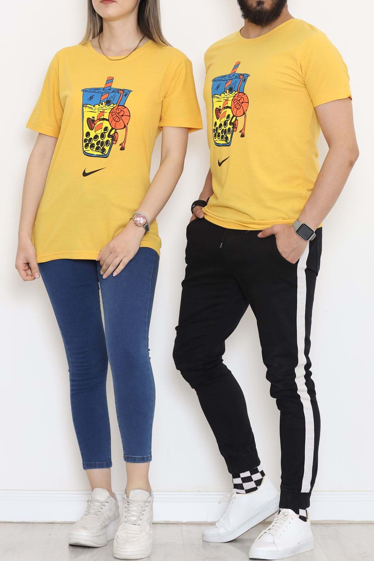 Baskılı Unisex Tişört Hardal - 20208.1778. resmi