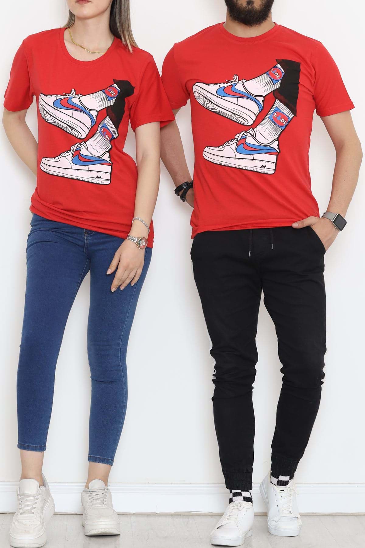 Baskılı Unisex Tişört Kırmızı - 20207.1778. resmi