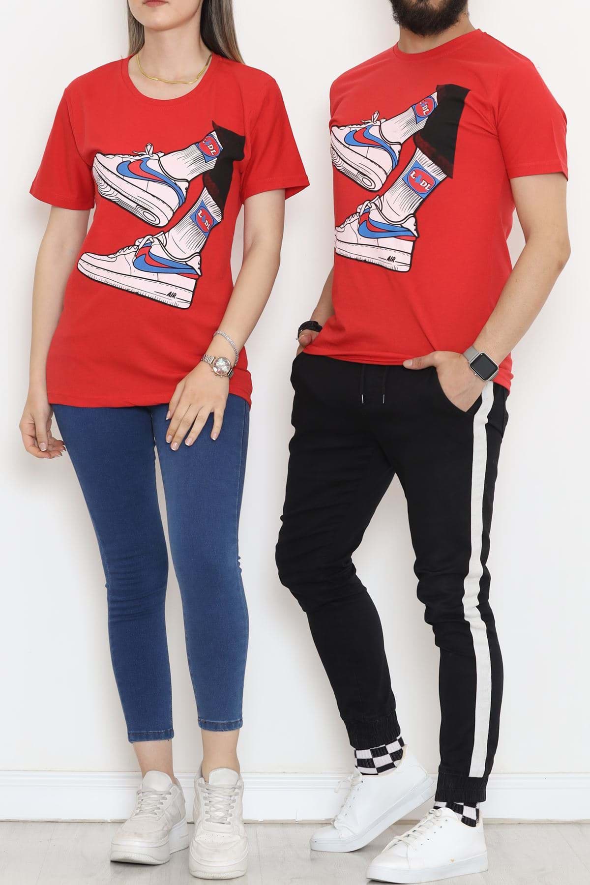 Baskılı Unisex Tişört Kırmızı - 20207.1778. resmi