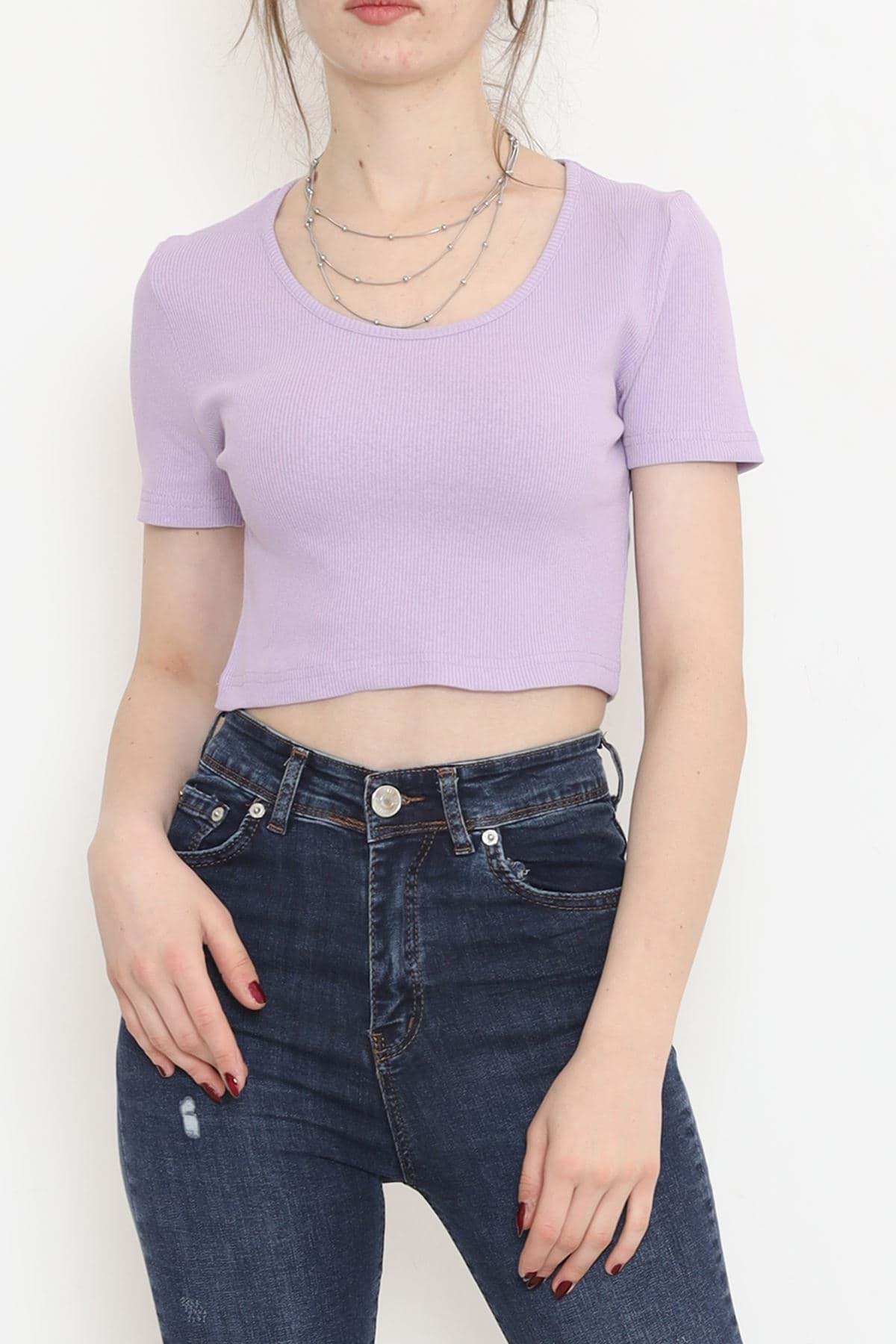 Crop Tişört Lila - 18418.1059. resmi