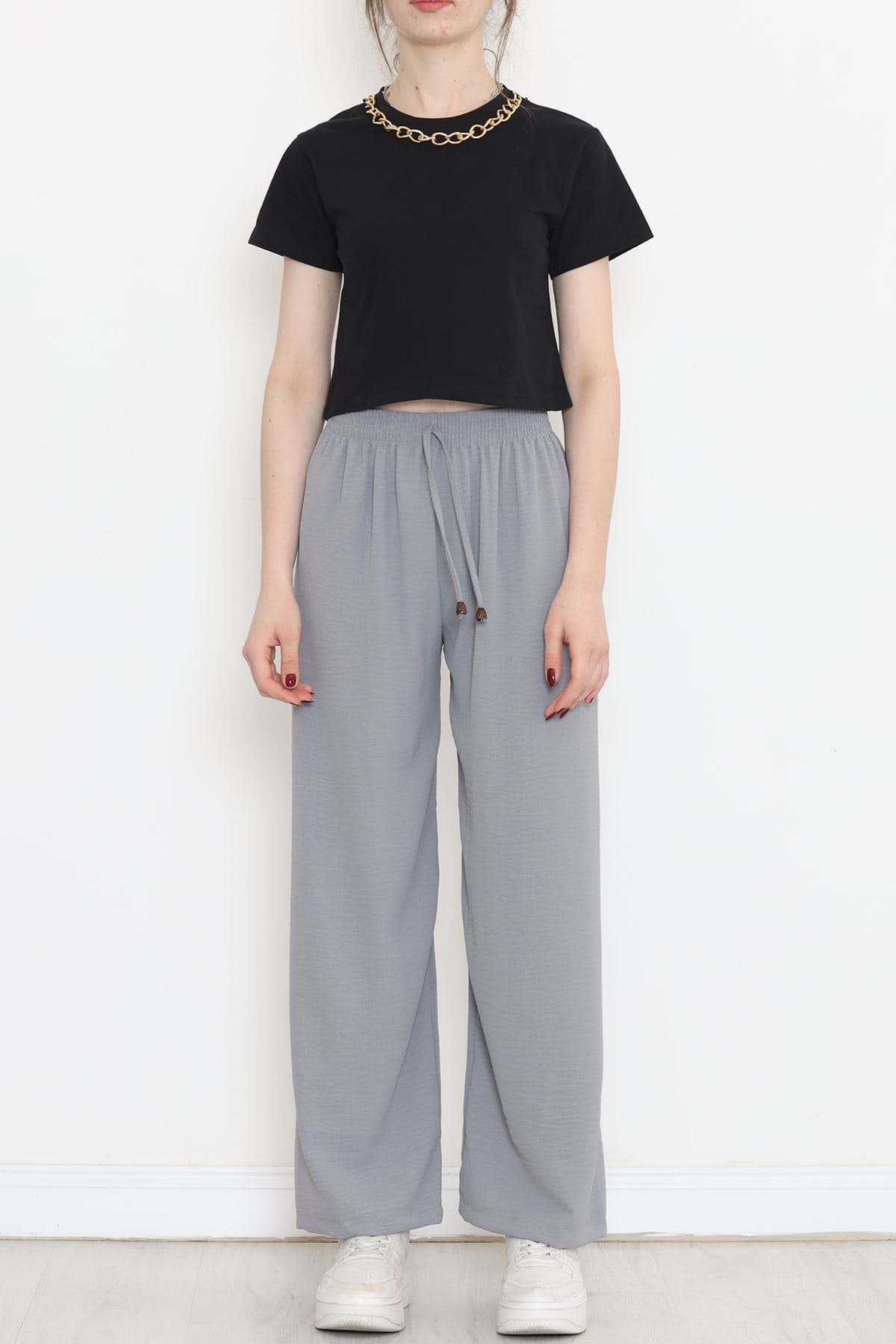 Zincirli Crop Tişört Siyah - 673.1247. resmi