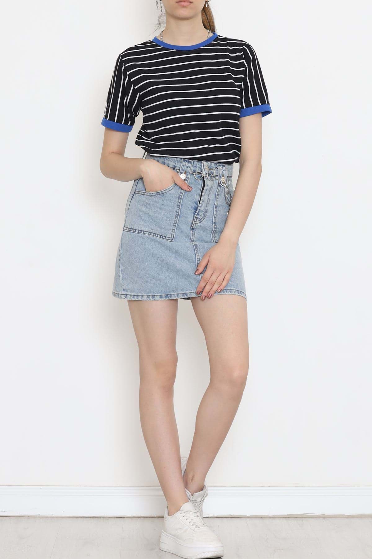 Çizgili Suprem Tişört Siyahsaks - 15919.1567. resmi