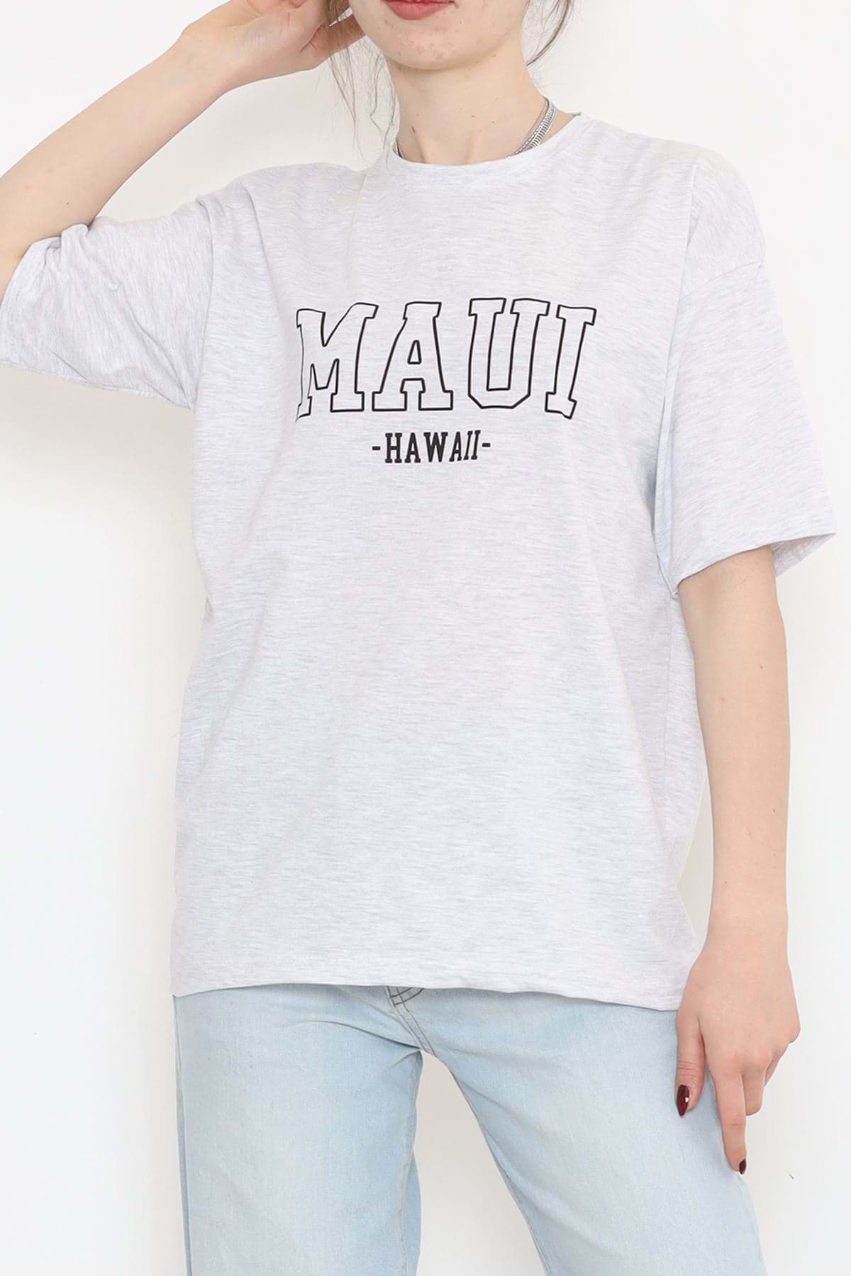 Baskılı Bisiklet Yaka Tişört Gri - 16513.1567. resmi