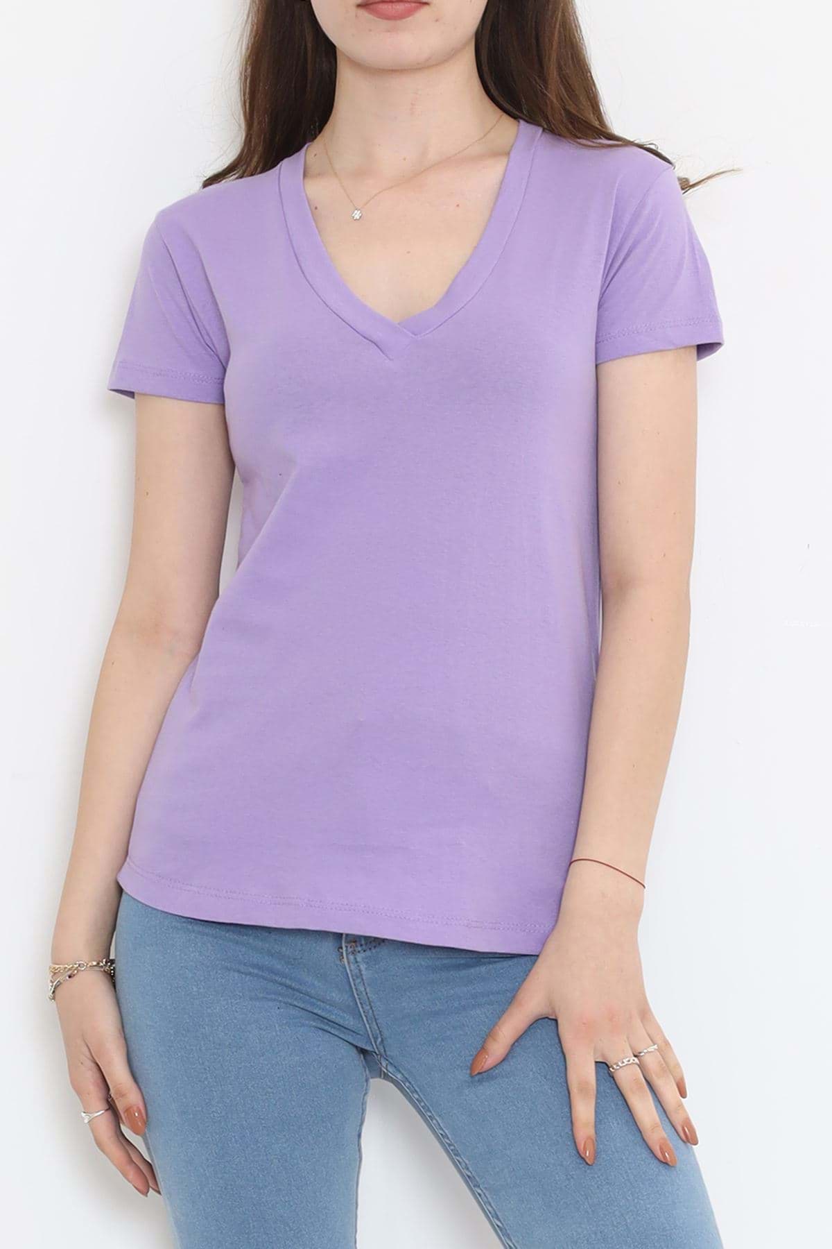 Süprem V Yaka Tişört Lila - 4001.1567. resmi