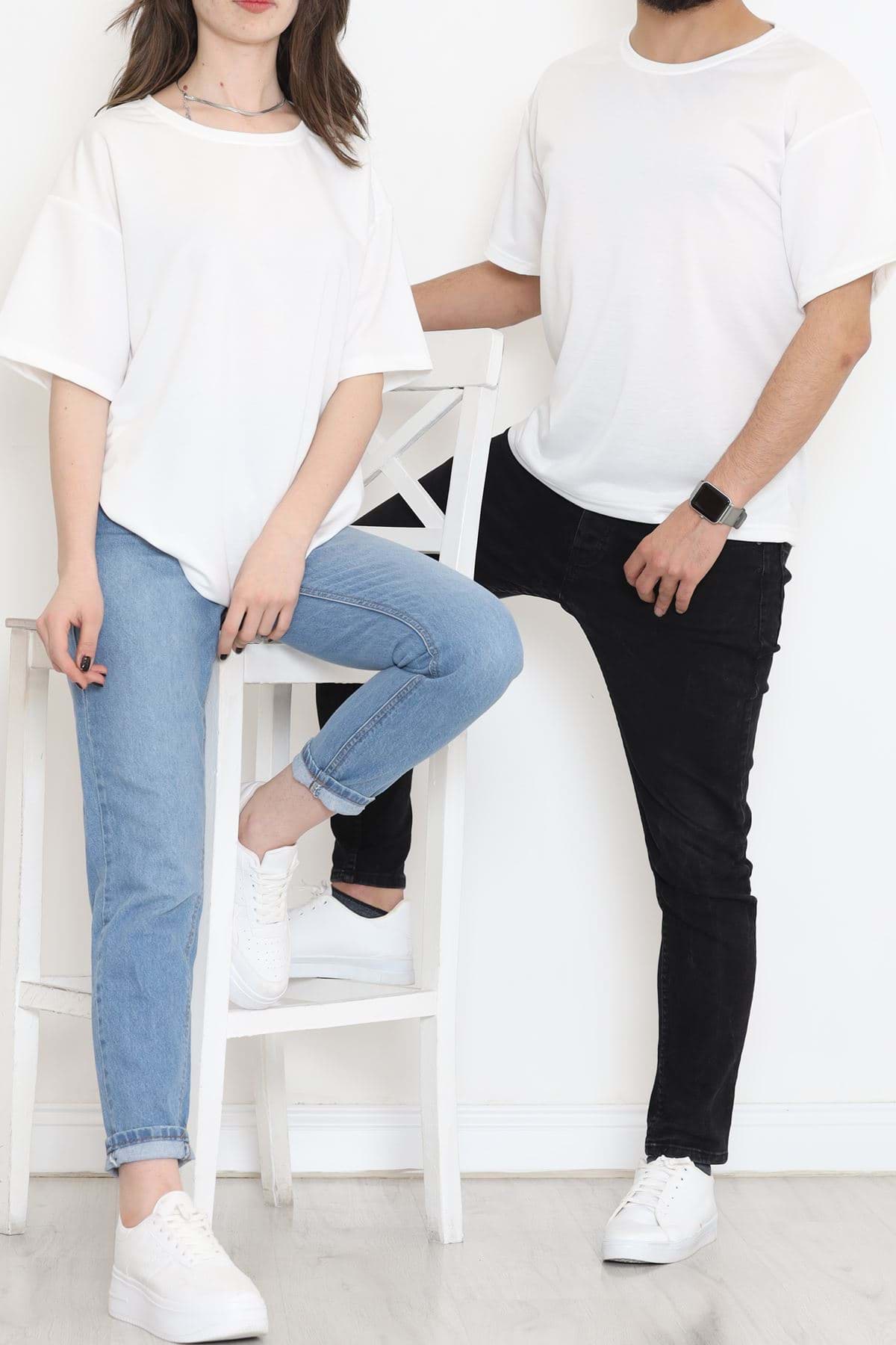 İki İplik Tişört Beyaz - 41001.1567. resmi