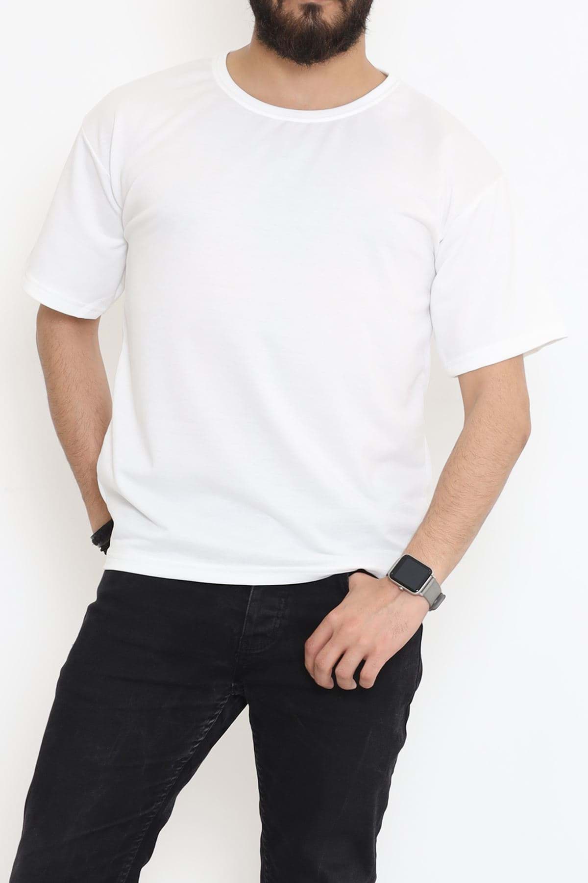 İki İplik Tişört Beyaz - 41001.1567. resmi