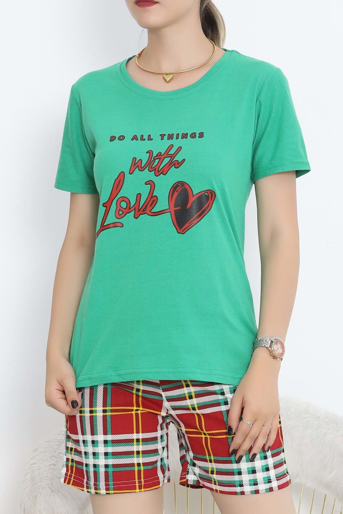 Desenli Şortlu Takım Yeşilkırmızı - 15280.1773. resmi