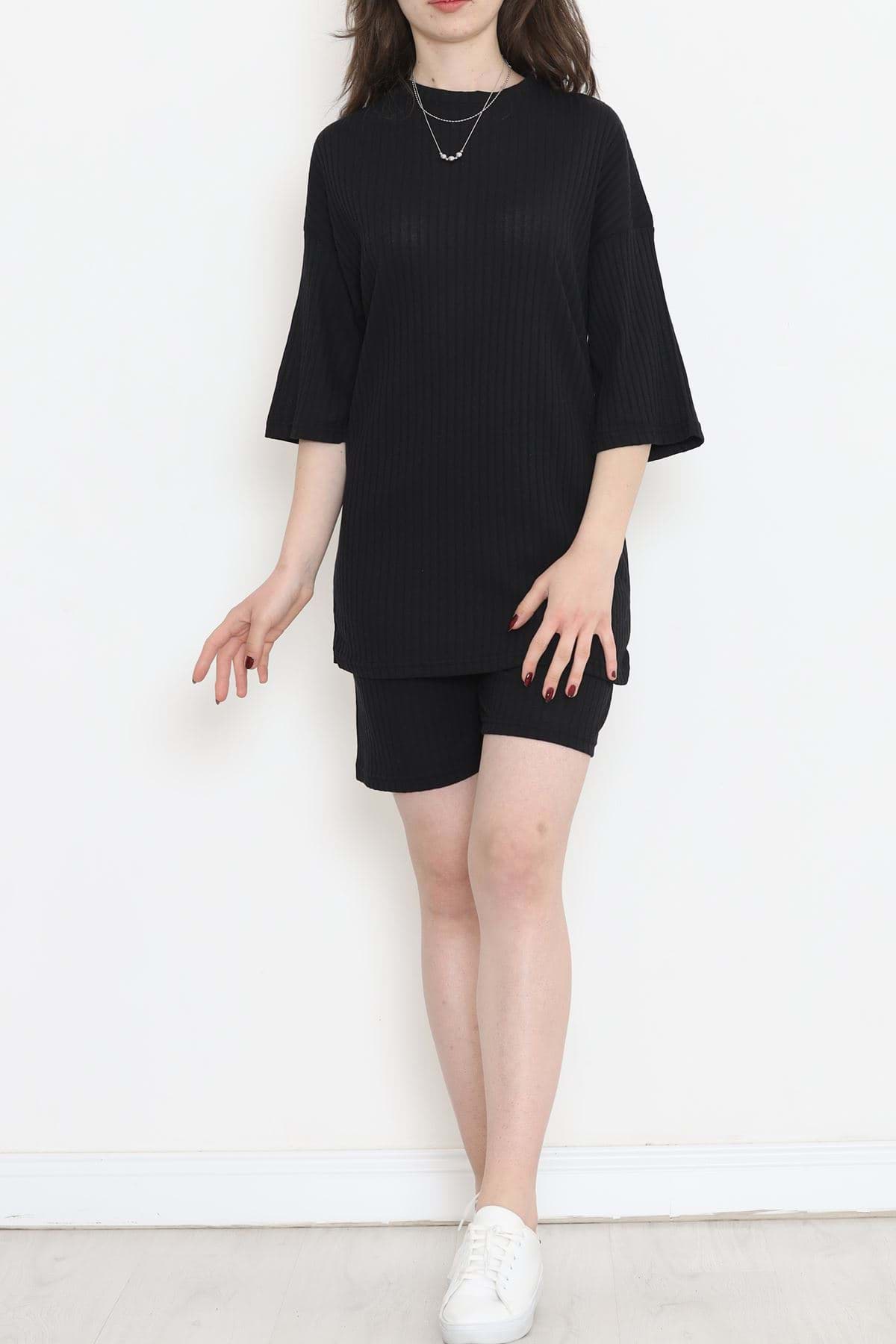 Bisiklet Yaka Şortlu Takım Siyah - 11552.1567. resmi