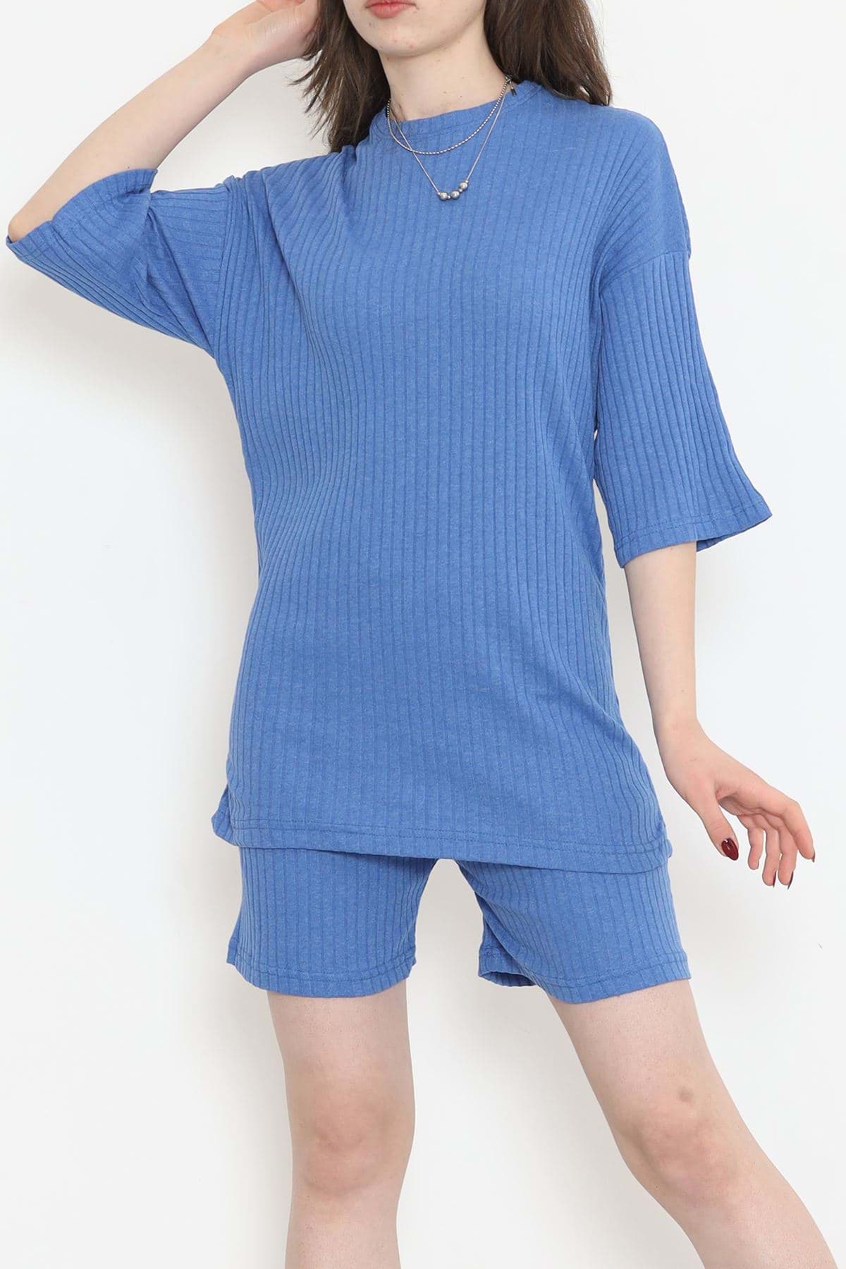 Bisiklet Yaka Şortlu Takım Açıkmavi - 11552.1567. resmi