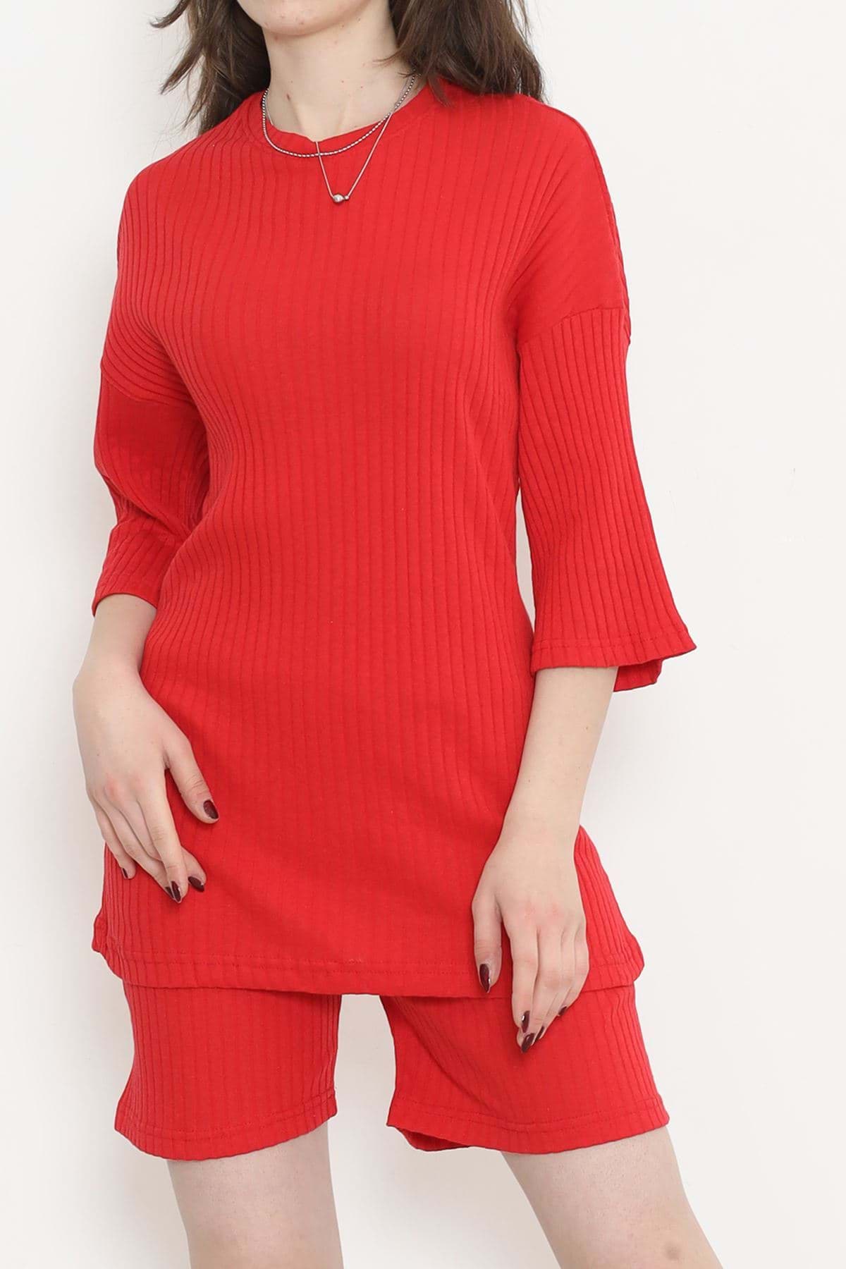 Bisiklet Yaka Şortlu Takım Kırmızı - 11552.1567. resmi