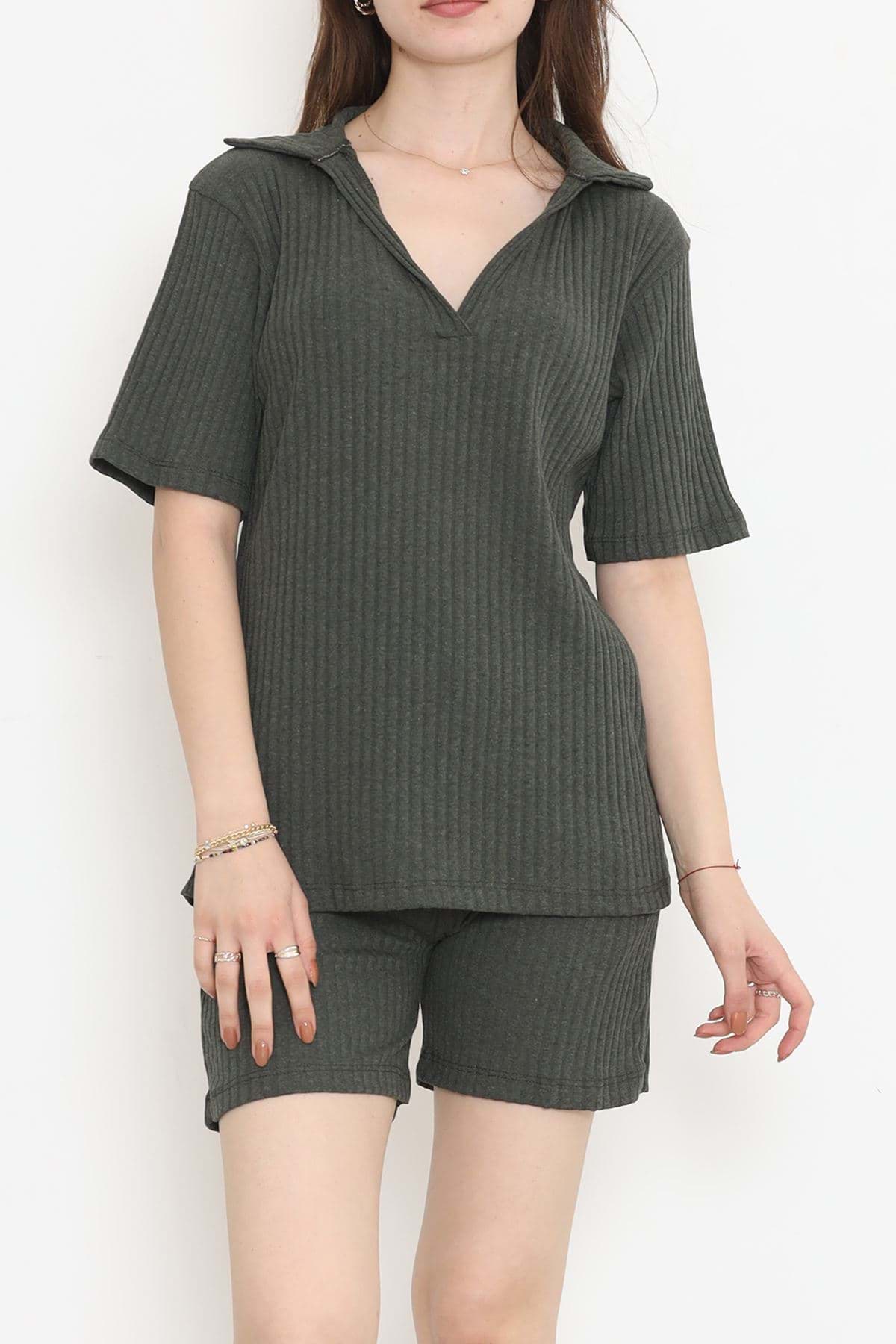 Polo Yaka Şortlu Takım Haki - 11259.1567. resmi
