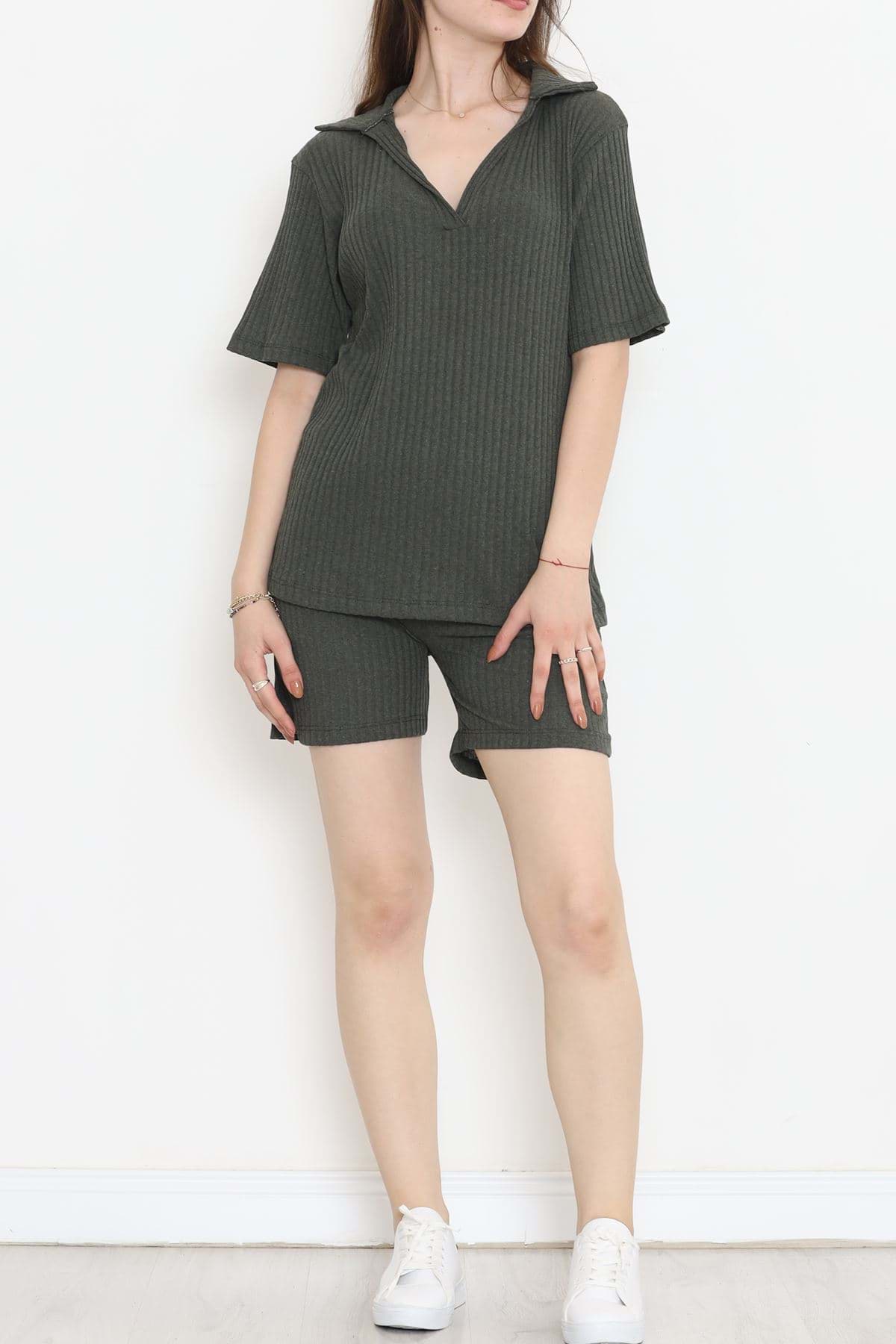 Polo Yaka Şortlu Takım Haki - 11259.1567. resmi