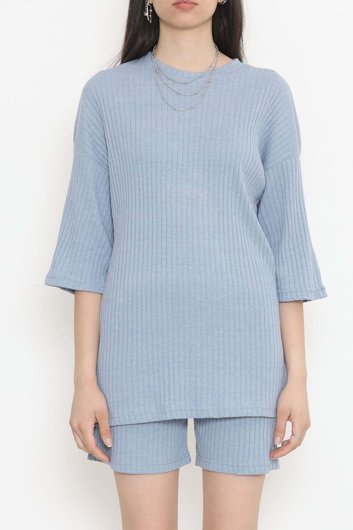 Bisiklet Yaka Şortlu Takım Mavi - 11552.1567. resmi