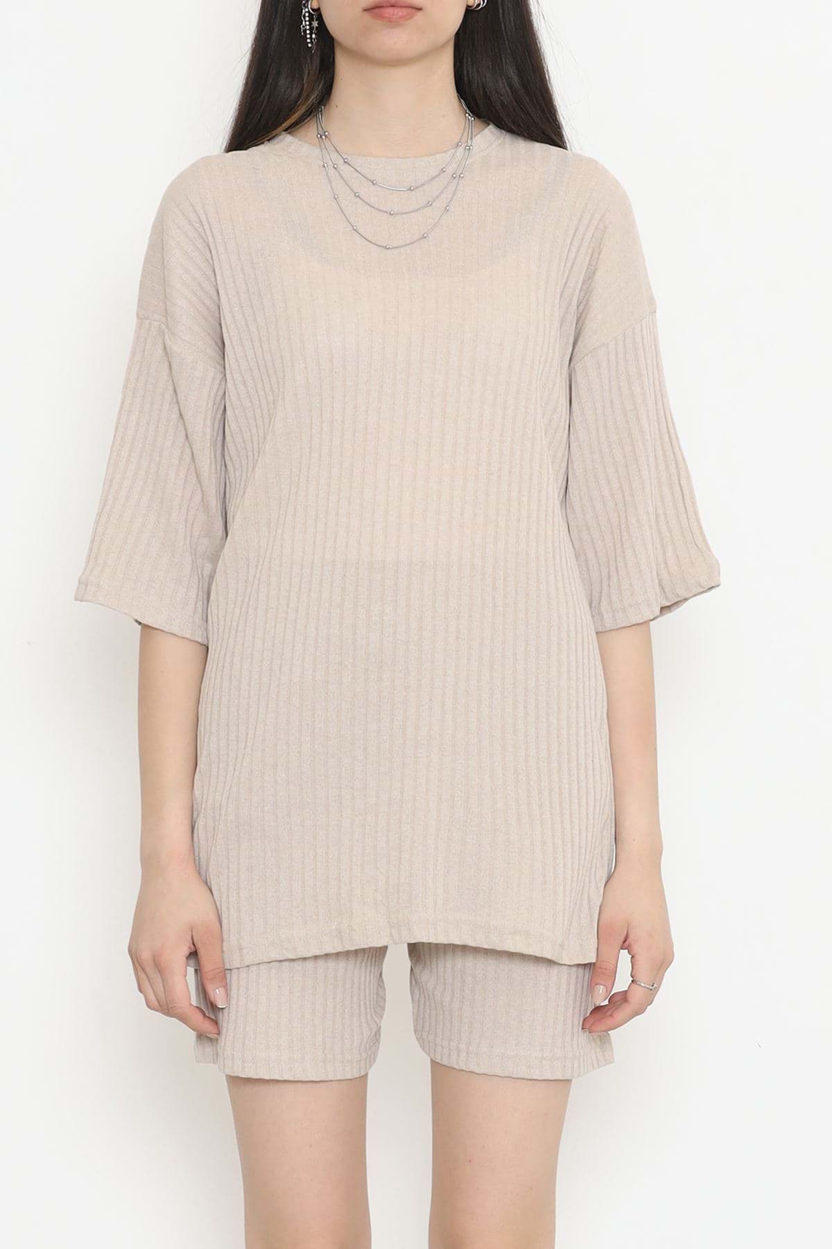 Bisiklet Yaka Şortlu Takım Taş - 11552.1567. resmi