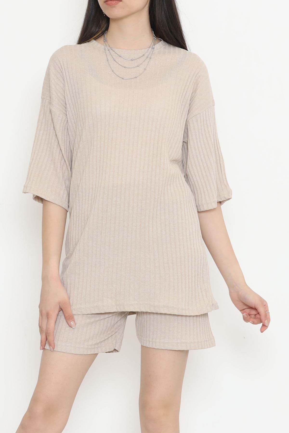 Bisiklet Yaka Şortlu Takım Taş - 11552.1567. resmi