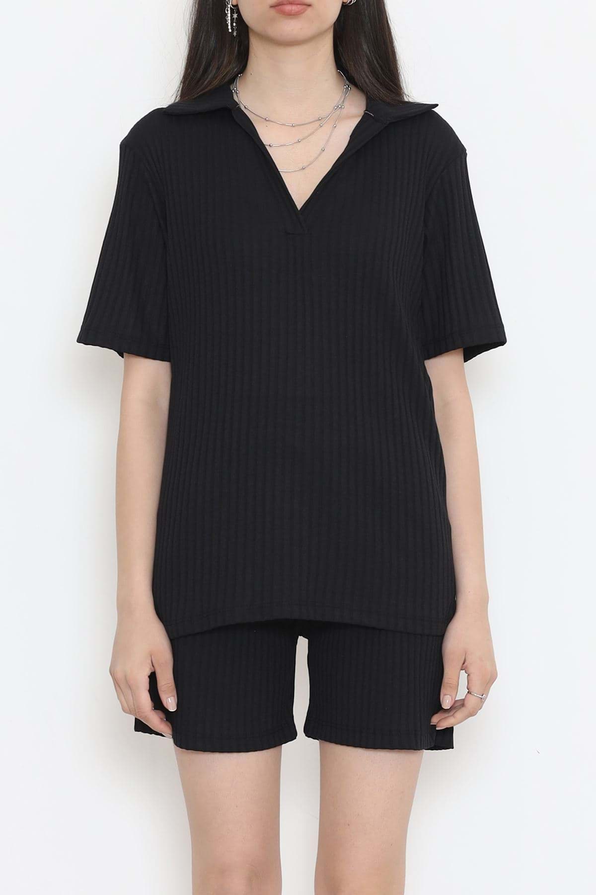 Polo Yaka Şortlu Takım Siyah - 11259.1567. resmi