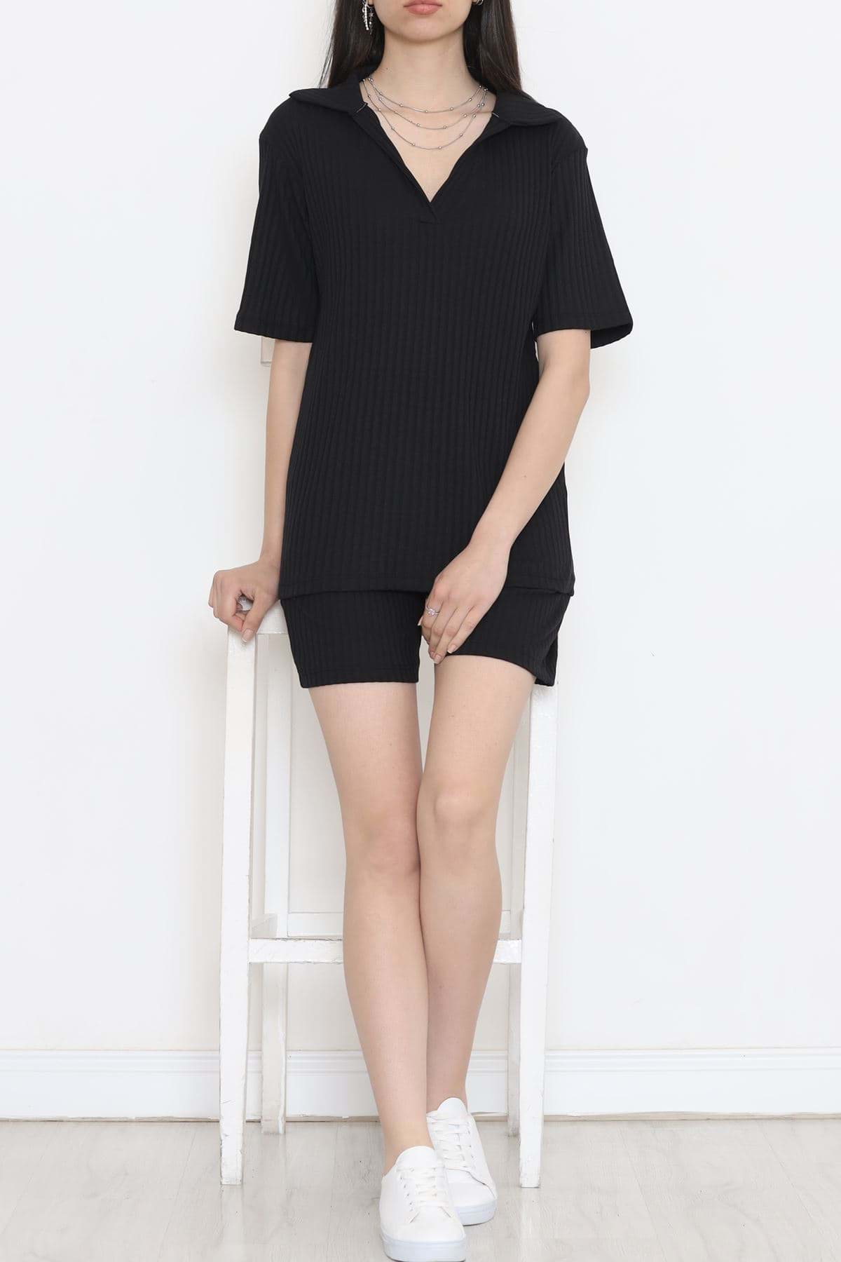 Polo Yaka Şortlu Takım Siyah - 11259.1567. resmi